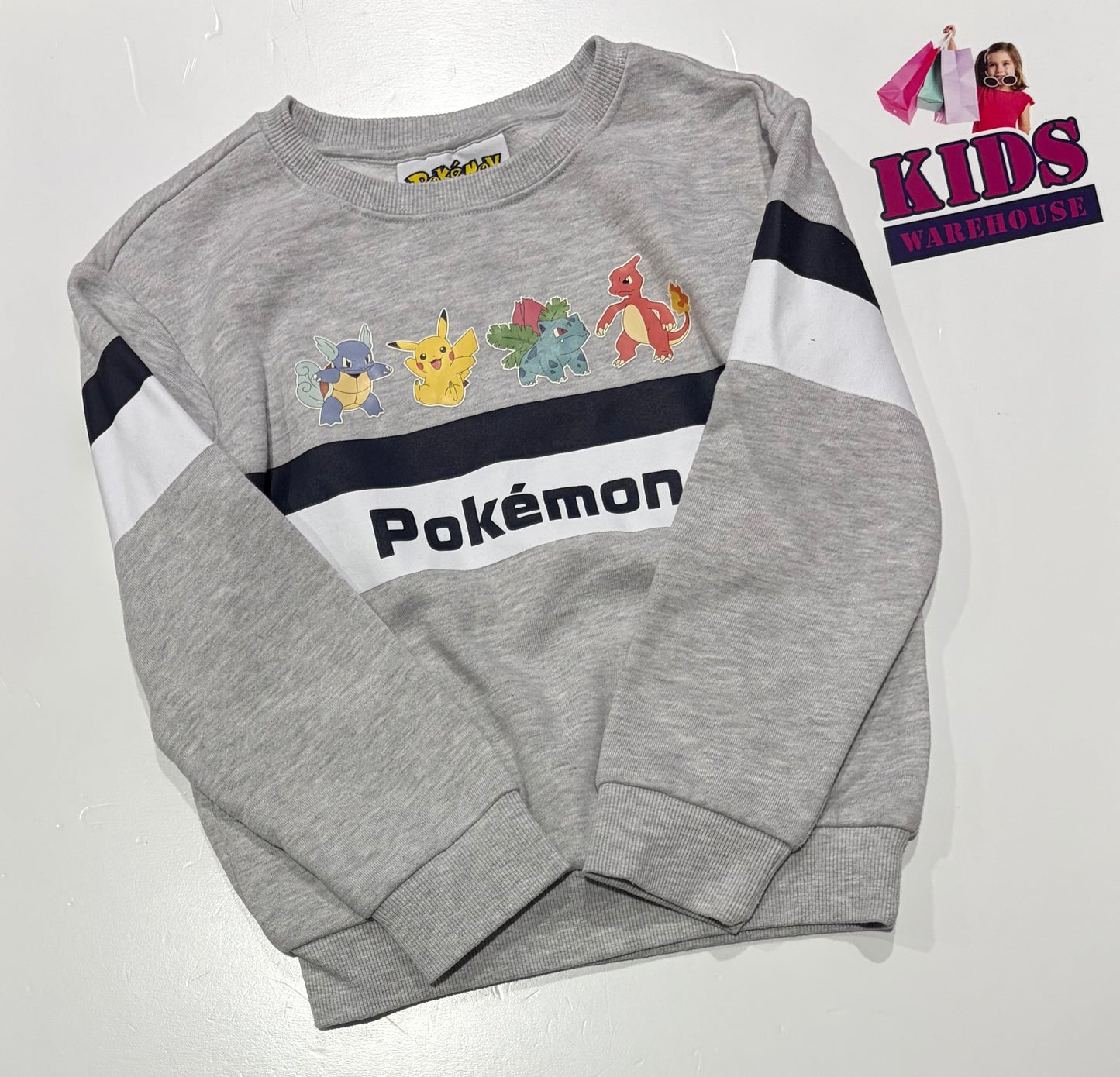 Pokémon Grey, Character Print Sweater Size 7