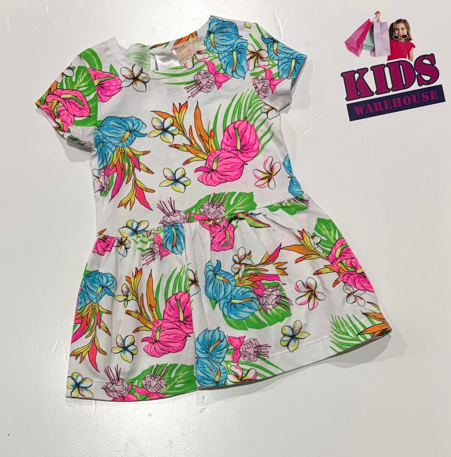 Bonds White, Floral Print Dress Size 0