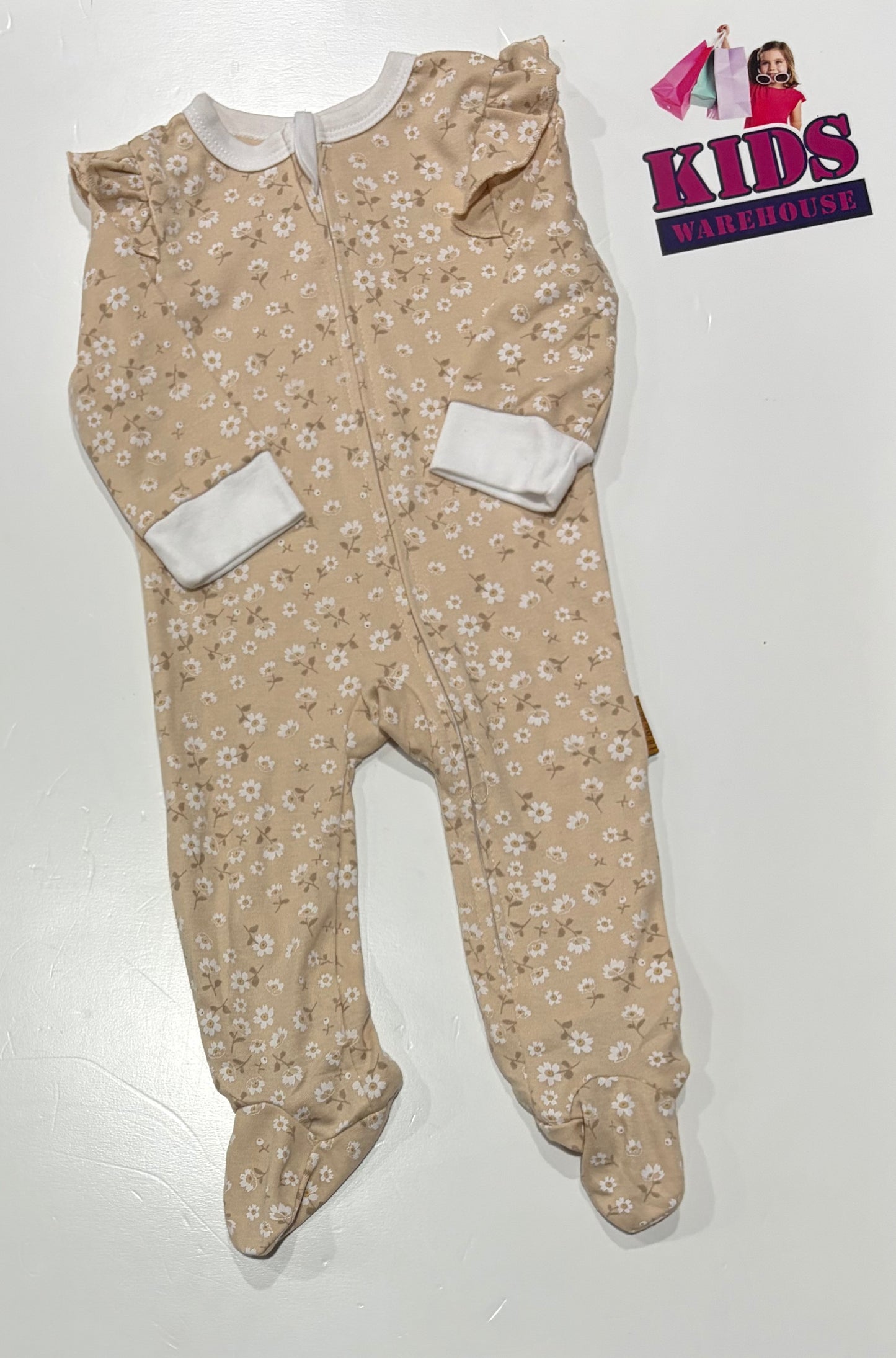 Lila & Jack Tan, Flower Print Jumpsuit Size 0