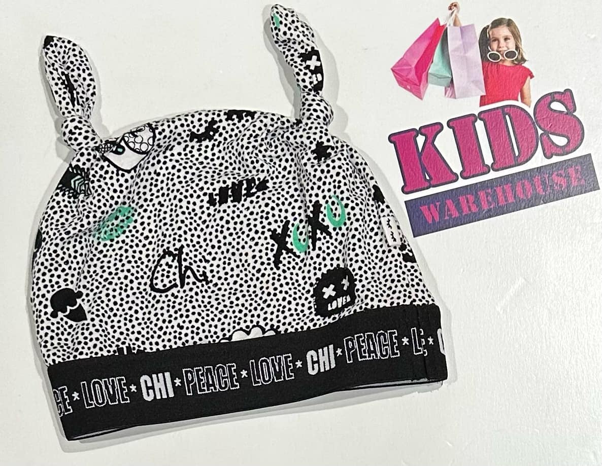Chi Black White Polka Dot Beanie