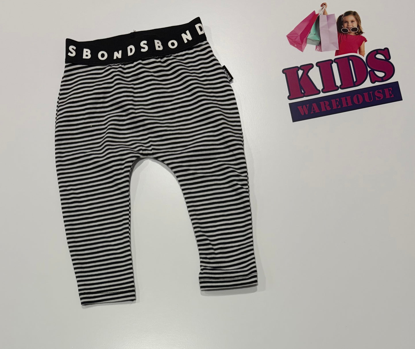 Bonds Black, White Stripe Print Pants Size 00