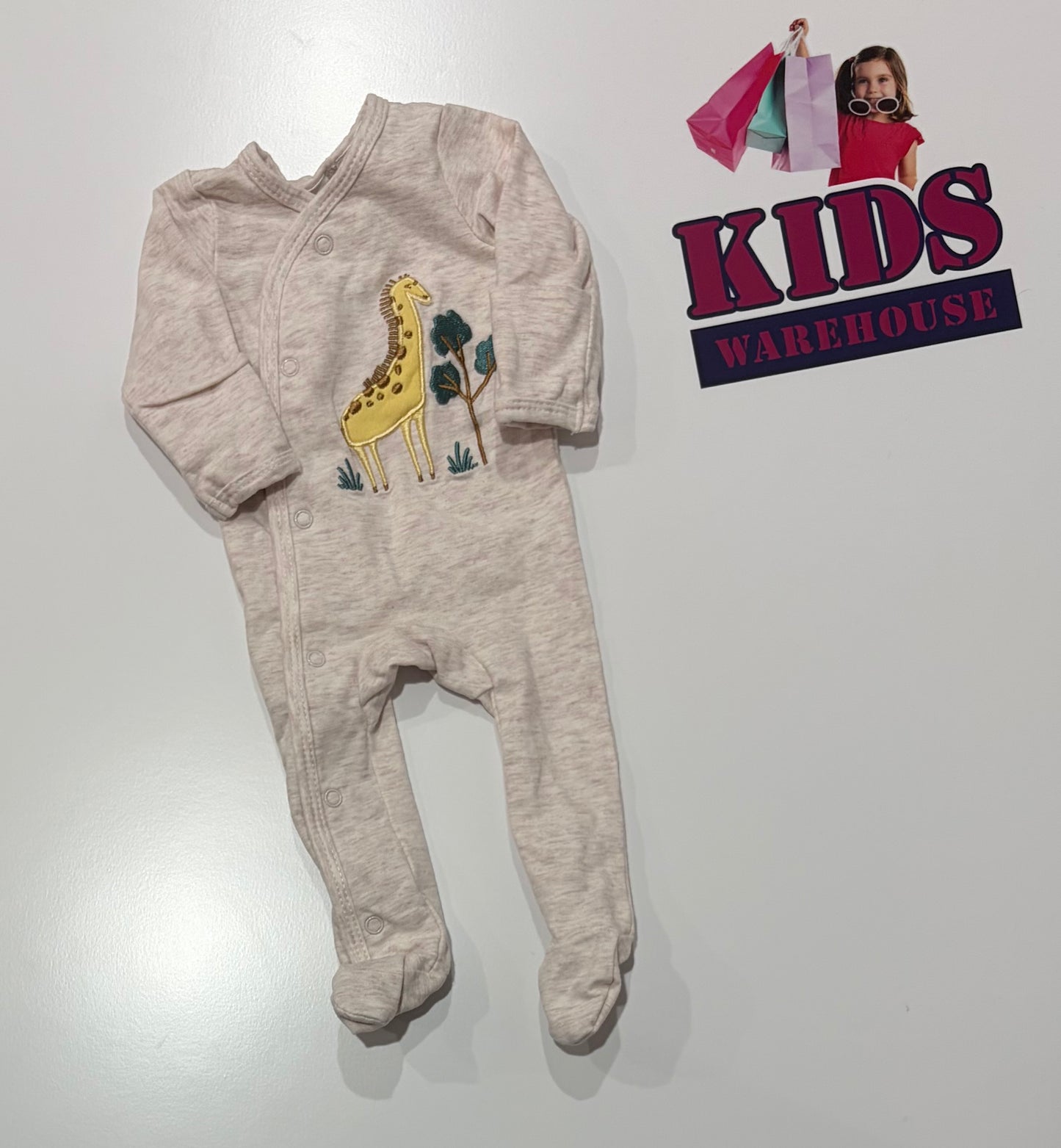 Dymples Grey, Giraffe Print Jumpsuit Size 000000