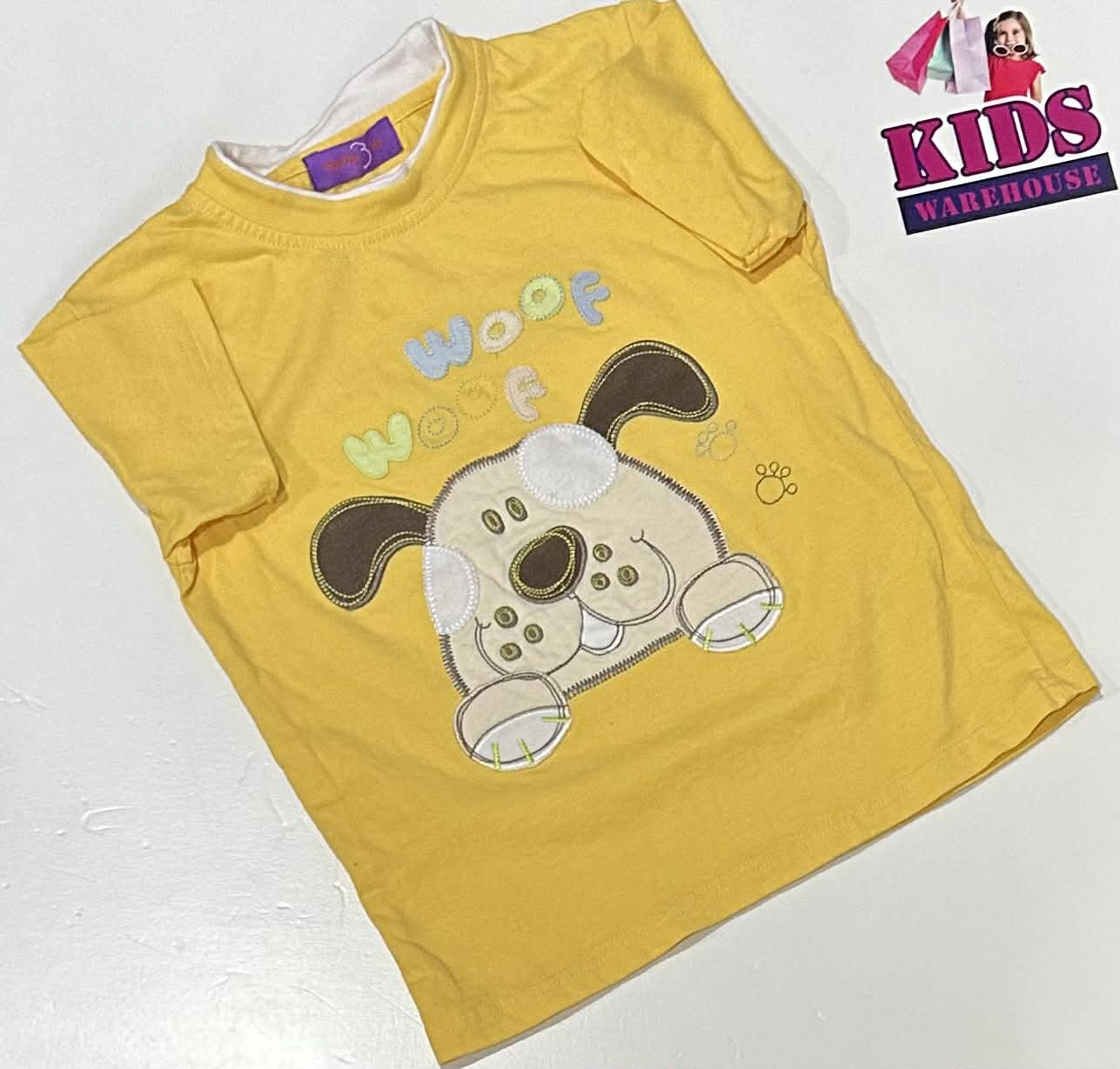 Hippidy Hop Yellow Top With Dog Print Size 5