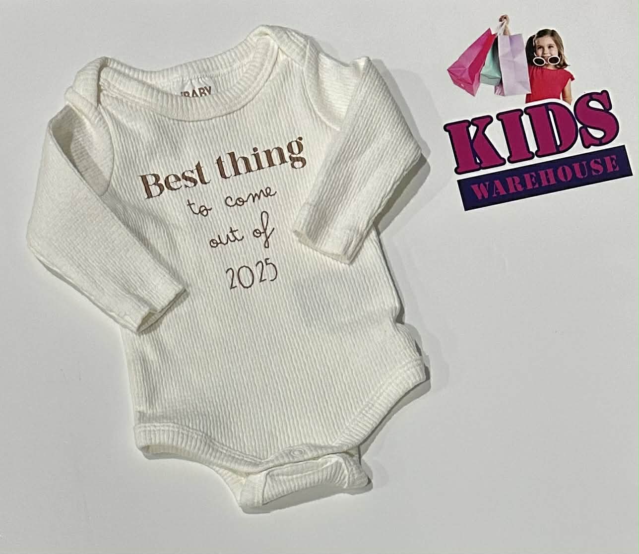 Premmie Cotton On White Bodysuit With “Best Thing To Come Out Of 2025” Print Size 00000