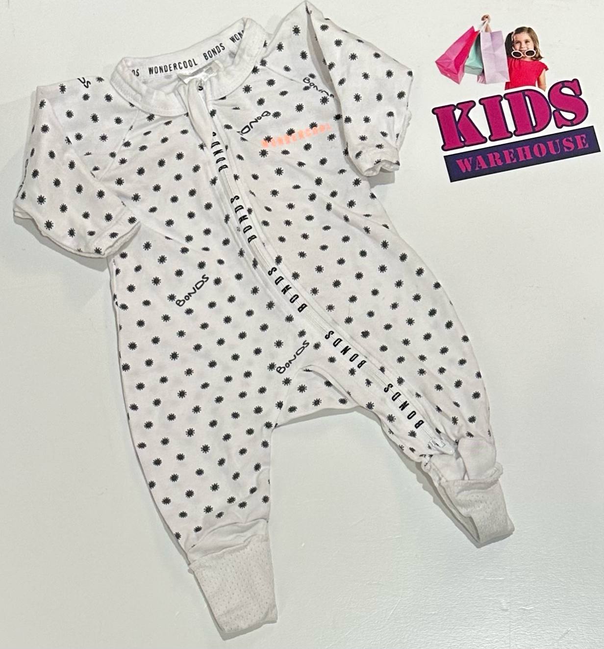 New Bonds White Wondersuit With Black Dot Pattern Size 00000