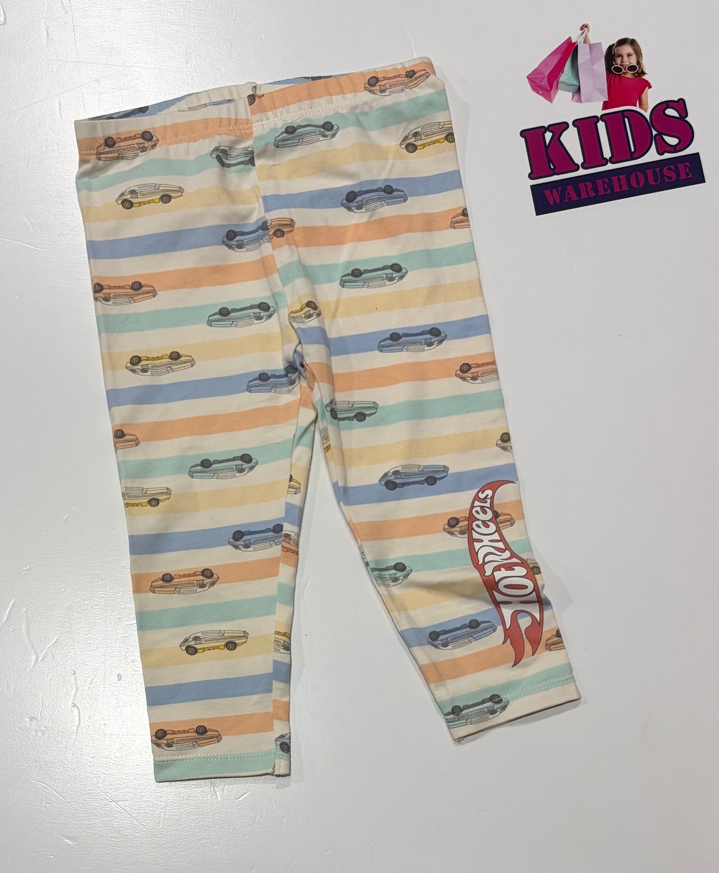 Hot Wheels White, Green, Red Stripe Pants Size 1