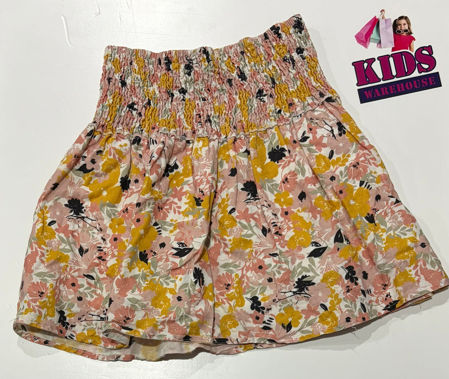 Little Lies Yellow & Pink Flower Pattern Skirt Size 8