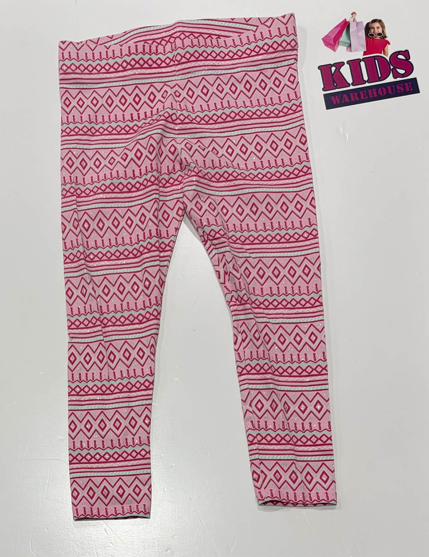 Pink & White Sparkly Leggings Size 5
