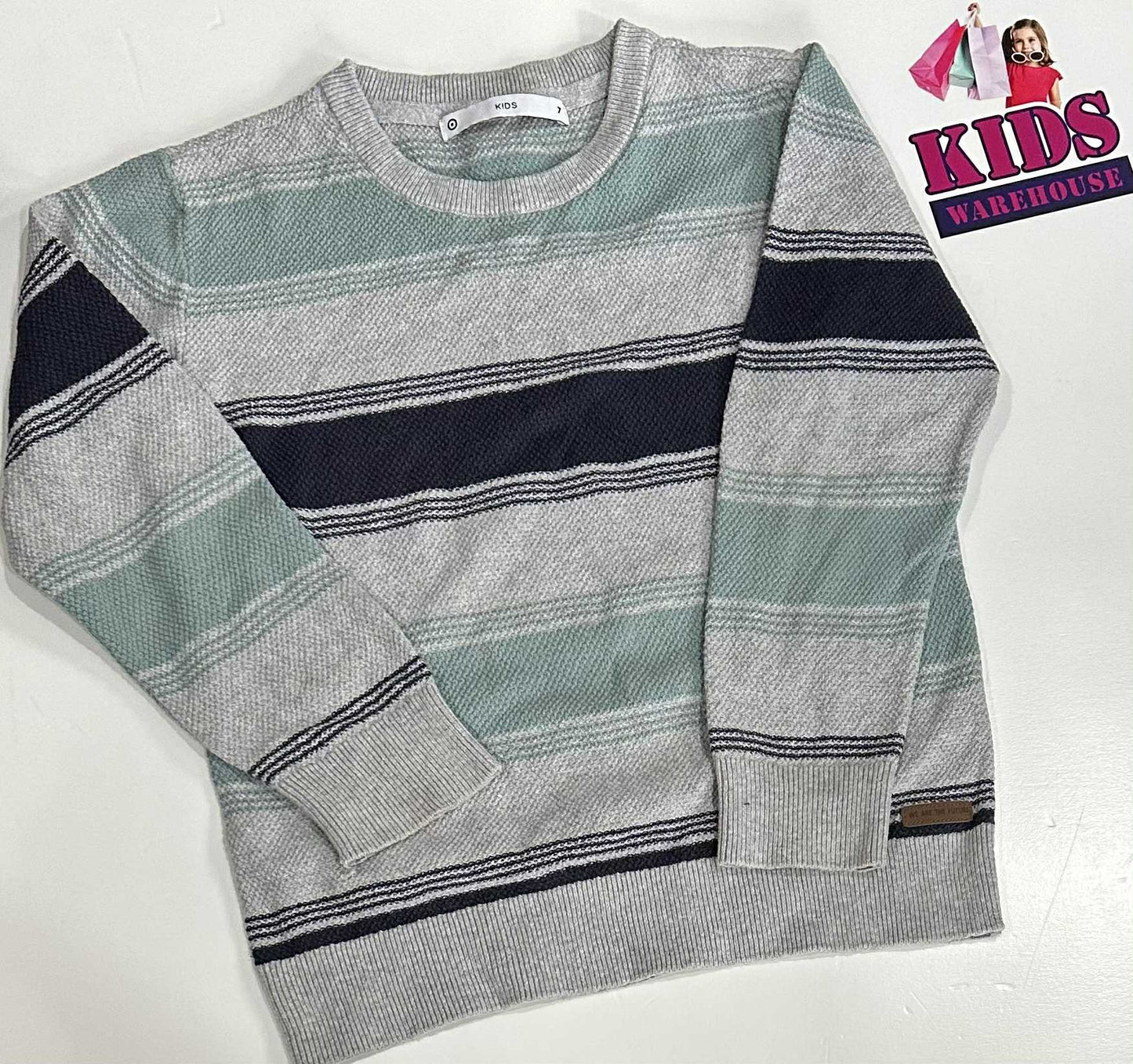 Target Grey & Green Knit Jumper Size 7