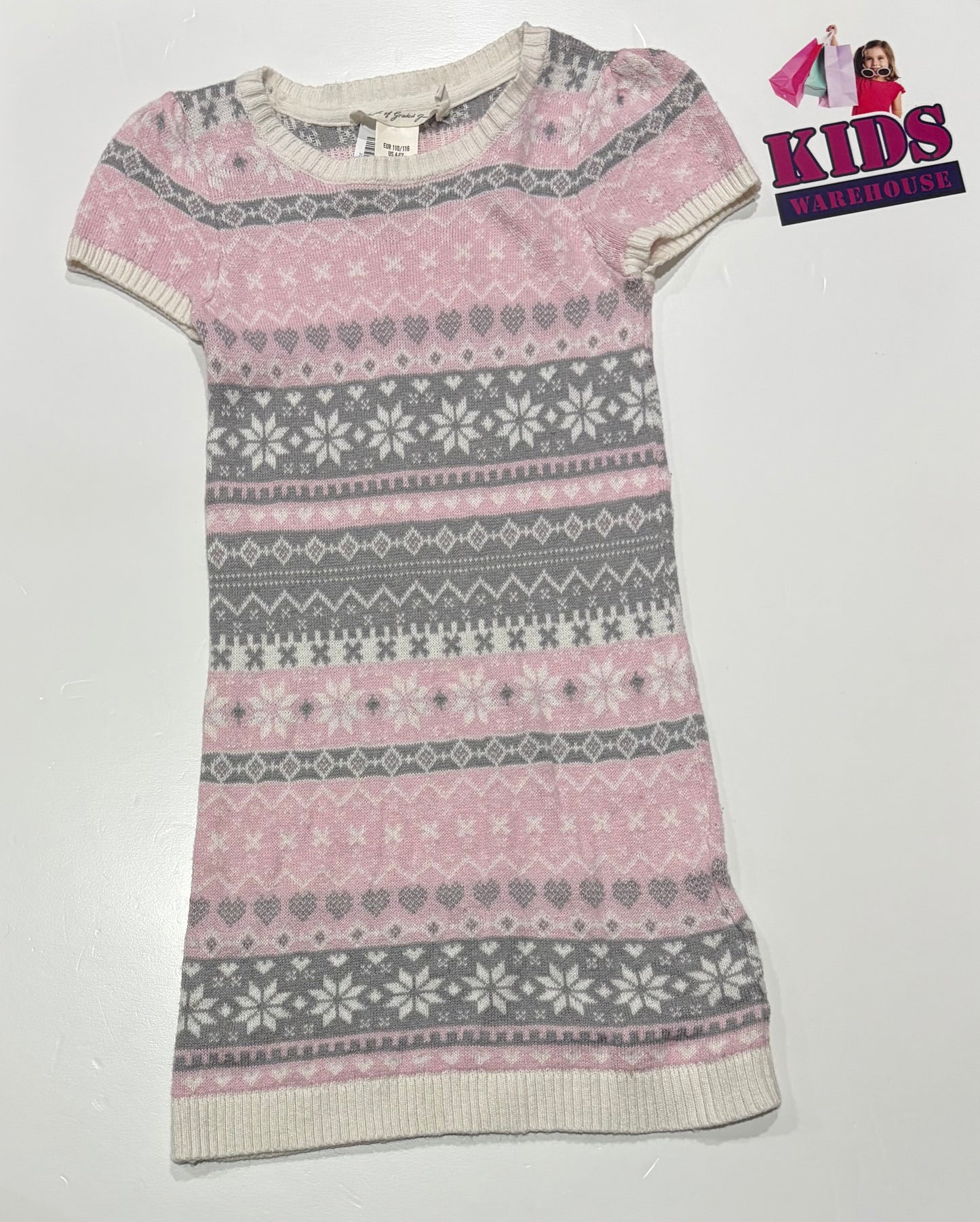 H&M Pink, Grey, White Pattern Dress Size 5