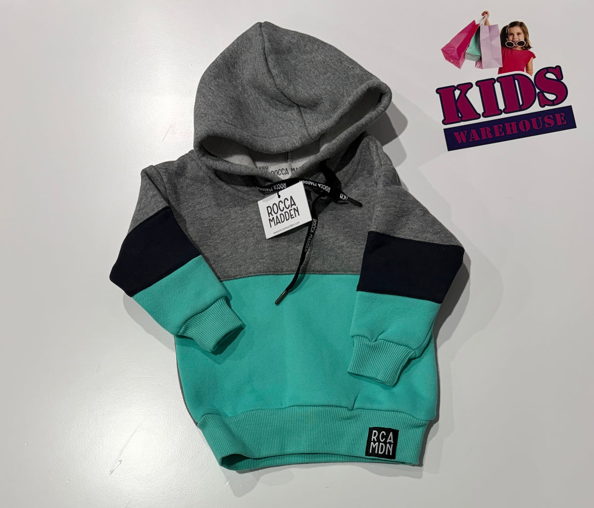 Rocca Madden Grey, Teal 2 Tone Hoodie Size 0