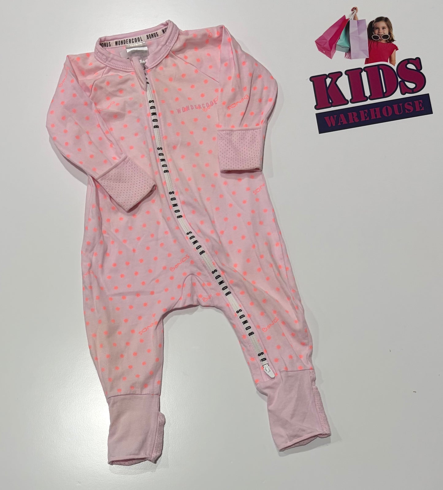 Bonds Wondercool Pink, Polka Dot Print Jumpsuit 000