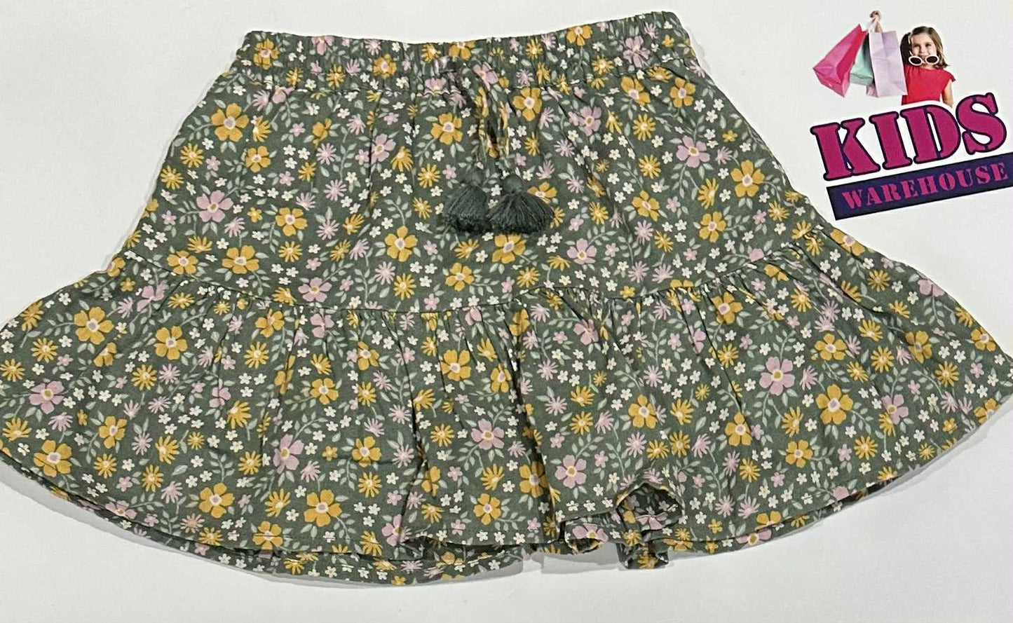 Target Green Skirt With Pink & Yellow Flower Pattern Size 2
