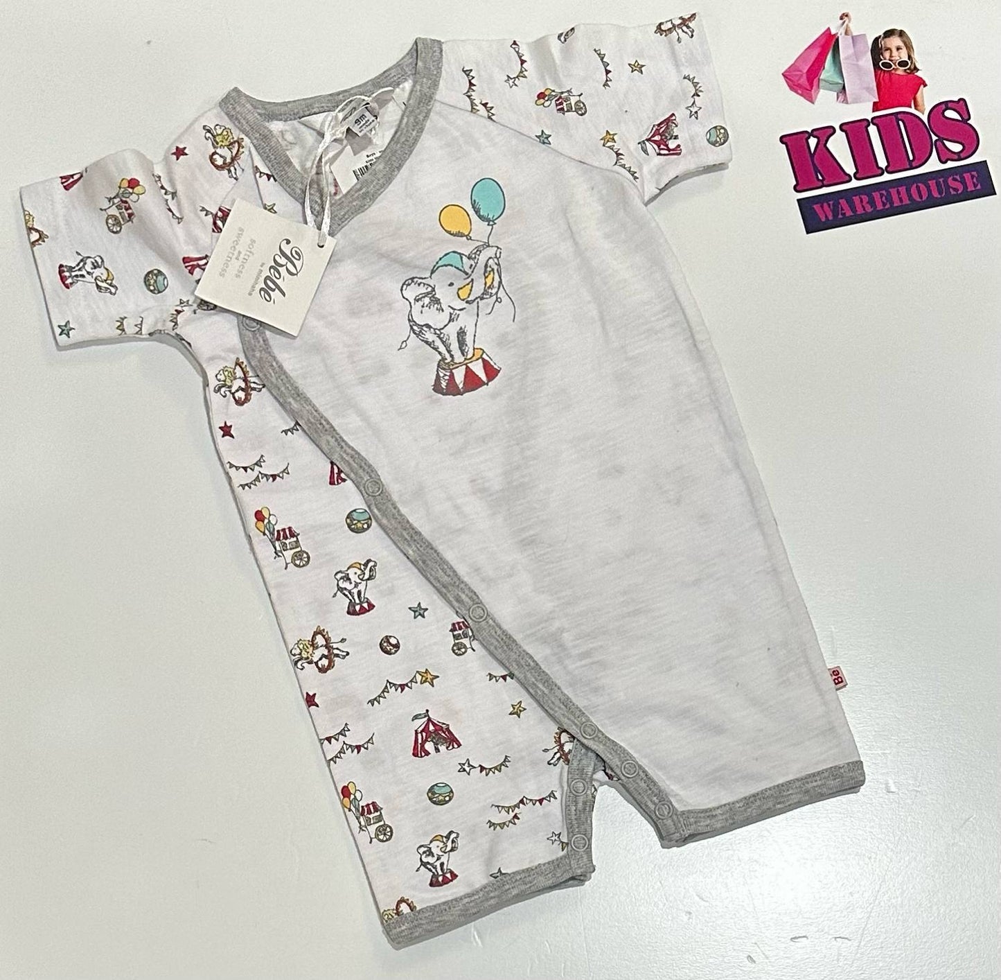 New Bebe White Bodysuit With Circus Pattern Size 00
