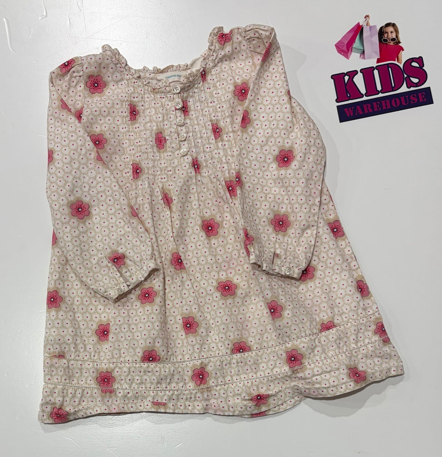 Country Road White, Pink Flower Print Dress Size 2