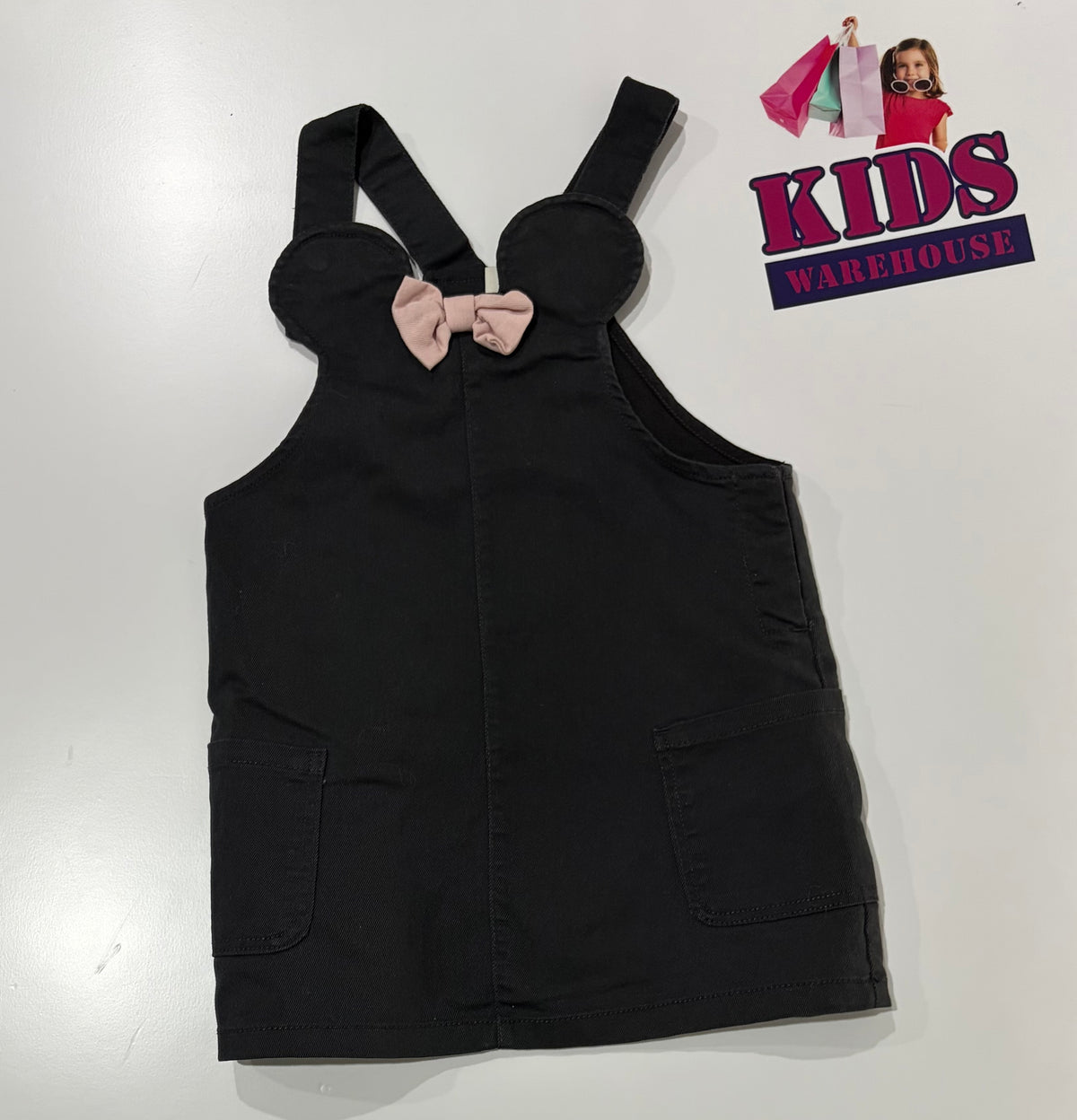 H&M Black, Pink Minnie Mouse Bow Dress Size 2