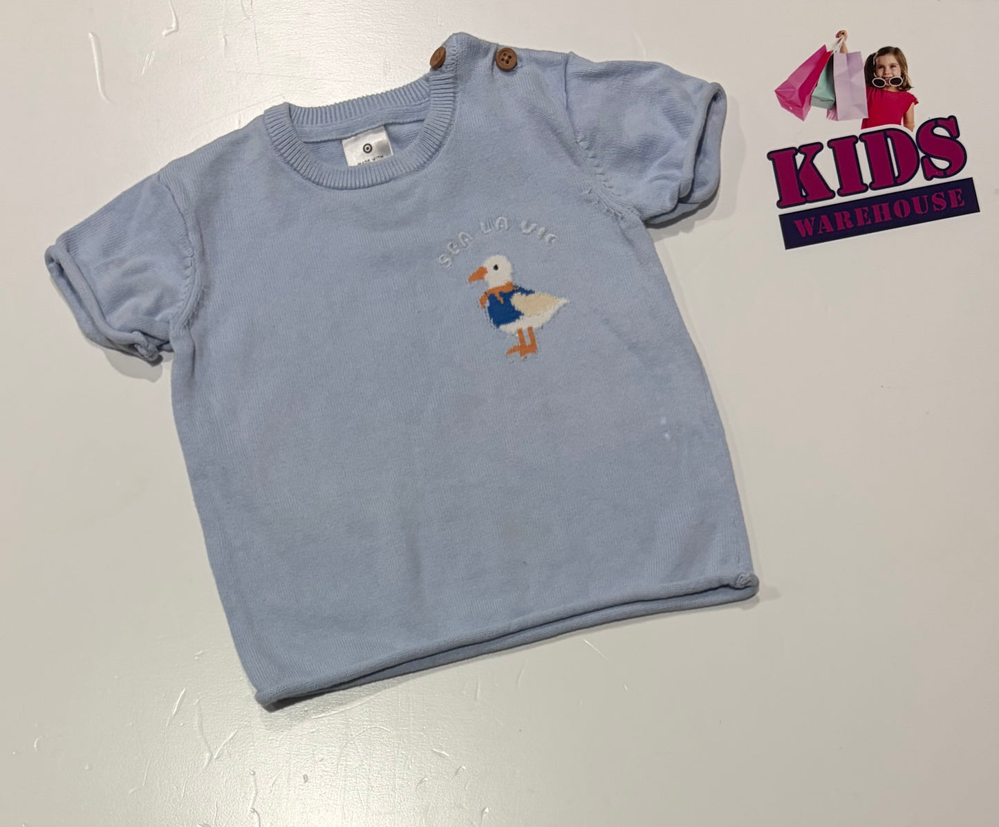 Blue, Duck Print Top Size 0