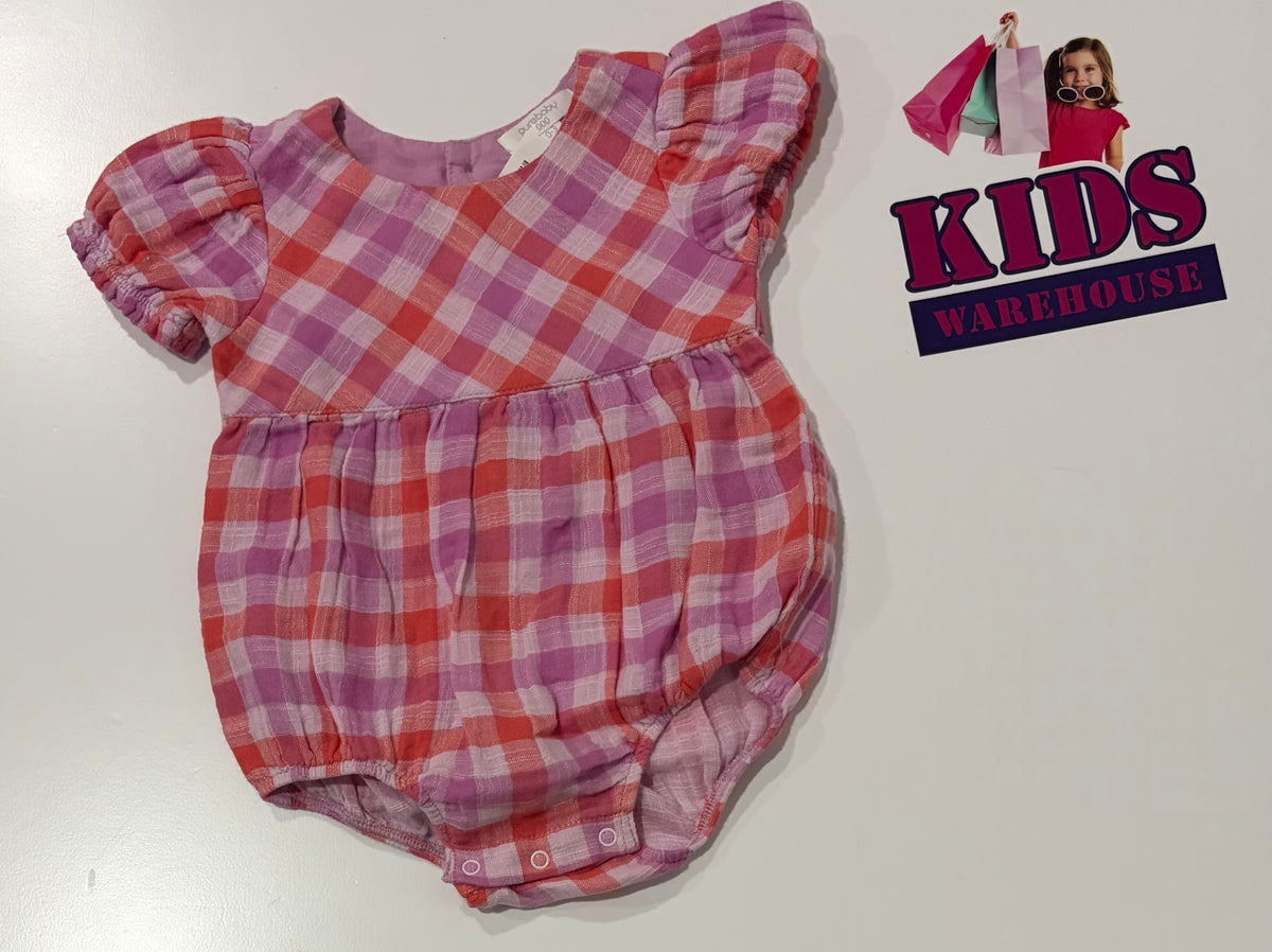 Purebaby Red, Pink Plaid Bodysuit Size 000