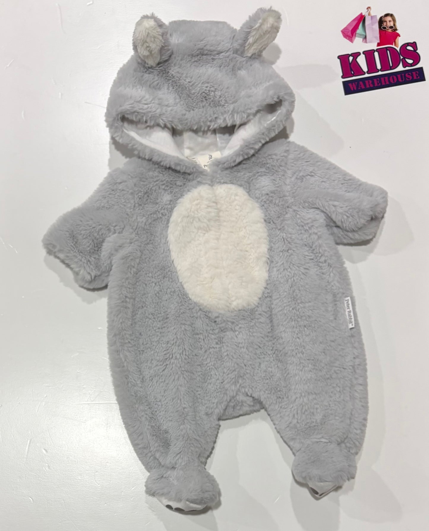 Peter Rabbit Grey, Rabbit Fluffy Onesie Size 0000