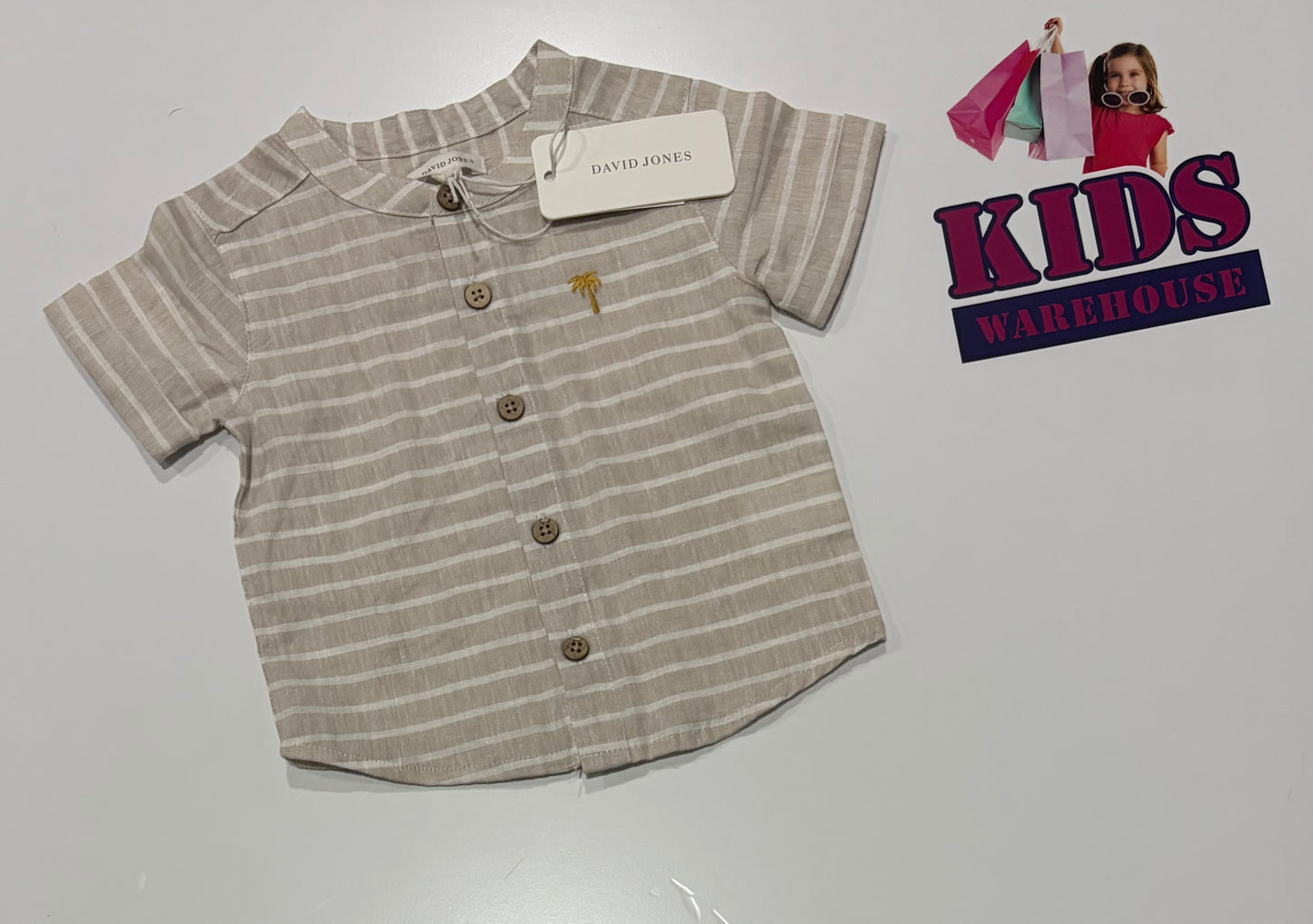 Not Used David Jones Grey, White Stripe Top Size 000