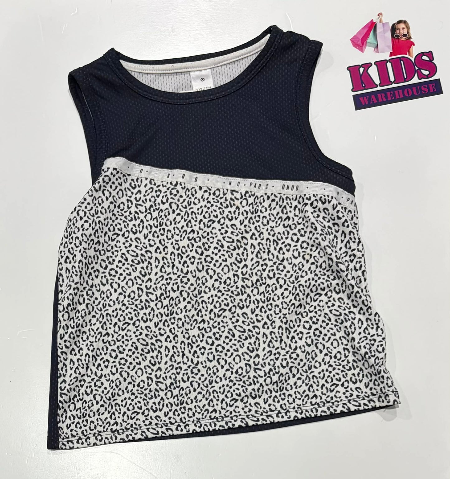 Target Black & White Singlet With Leopard Pattern Size 10
