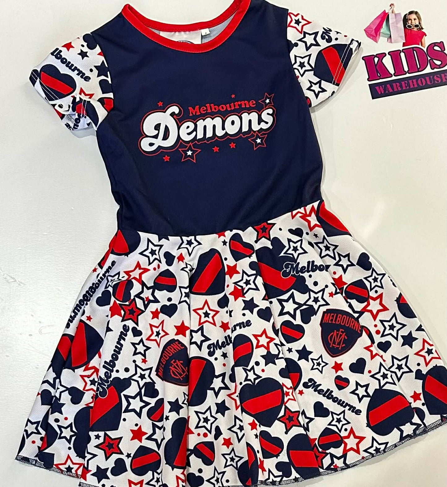 AFL Melbourne Demons Blue, Red & White Dress Size 4