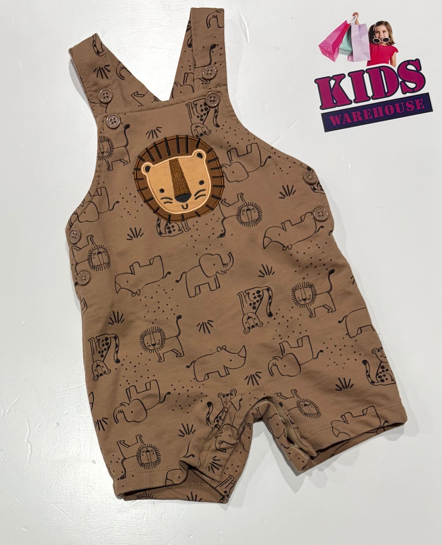 Pekklē Brown, Lion Print Overalls Size 0