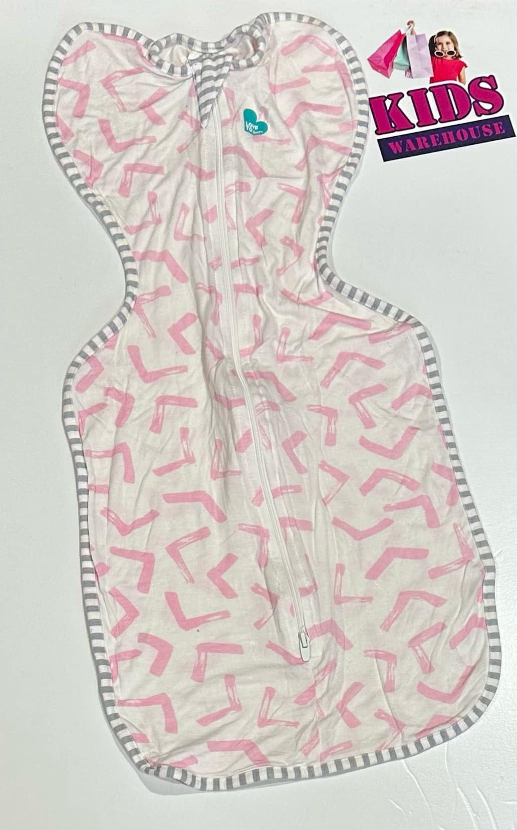 Love To Dream Swaddle Up Bamboo Lite White & Pink Size Medium (6-8.5kg) TOG 0.2
