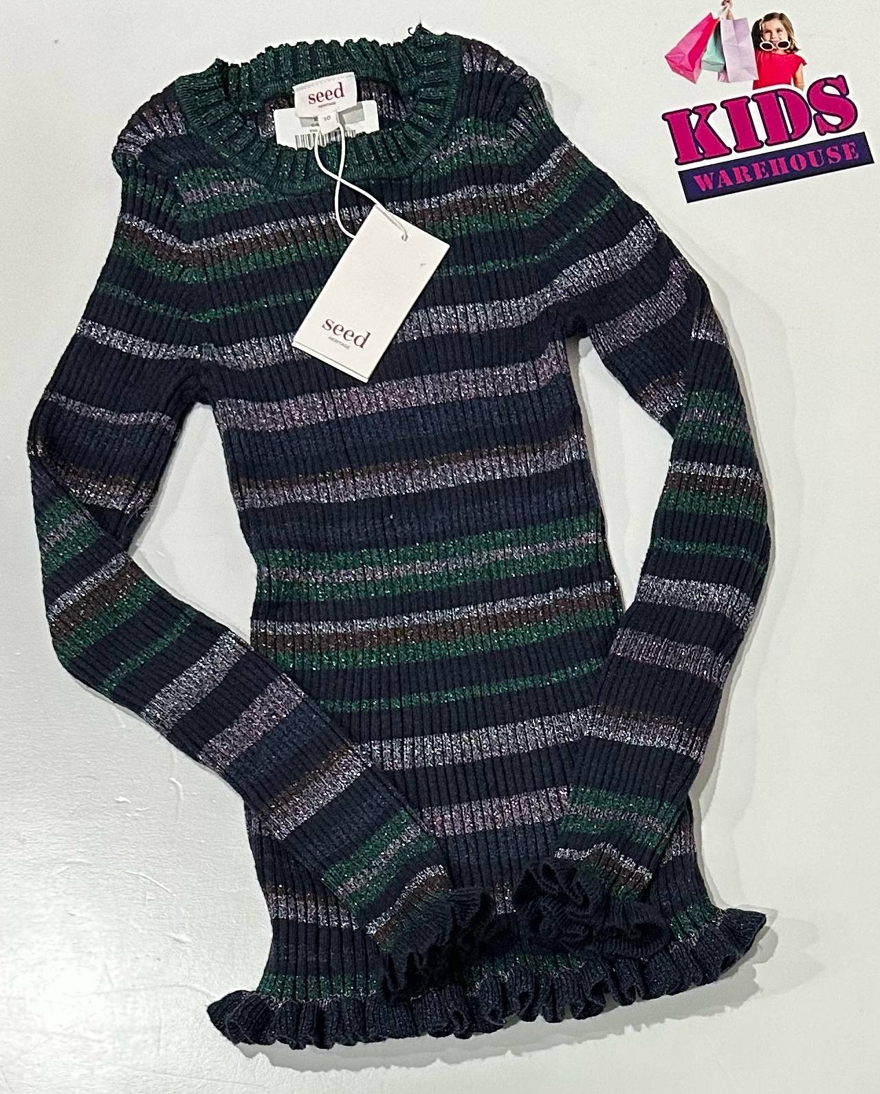 Seed Heritage Blue & Green Knit Sparkly Top Size 10