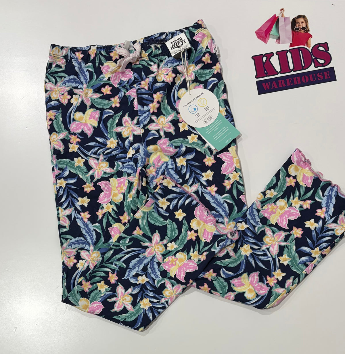 Not Used Piping Hot Navy Blue, Floral Print Pants Size 8