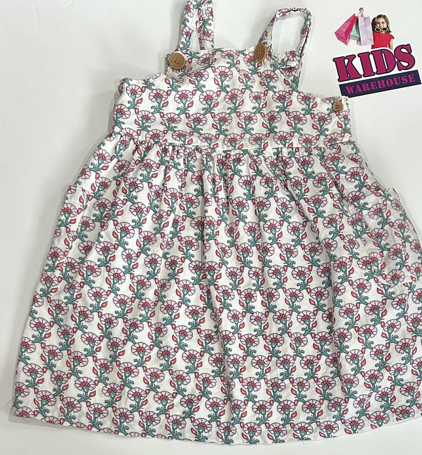 Jack & Milly White Dress With Pink Flower Pattern Size 4