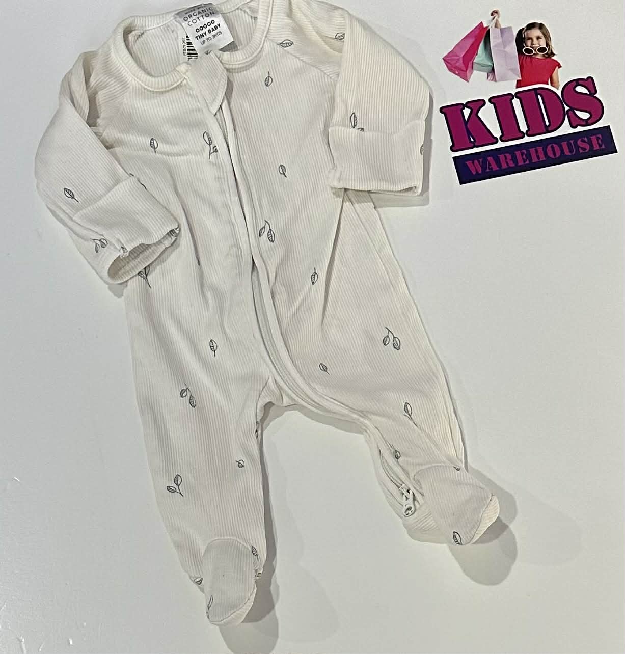 Premmie Target White Jumpsuit With Leaf Pattern Size 00000