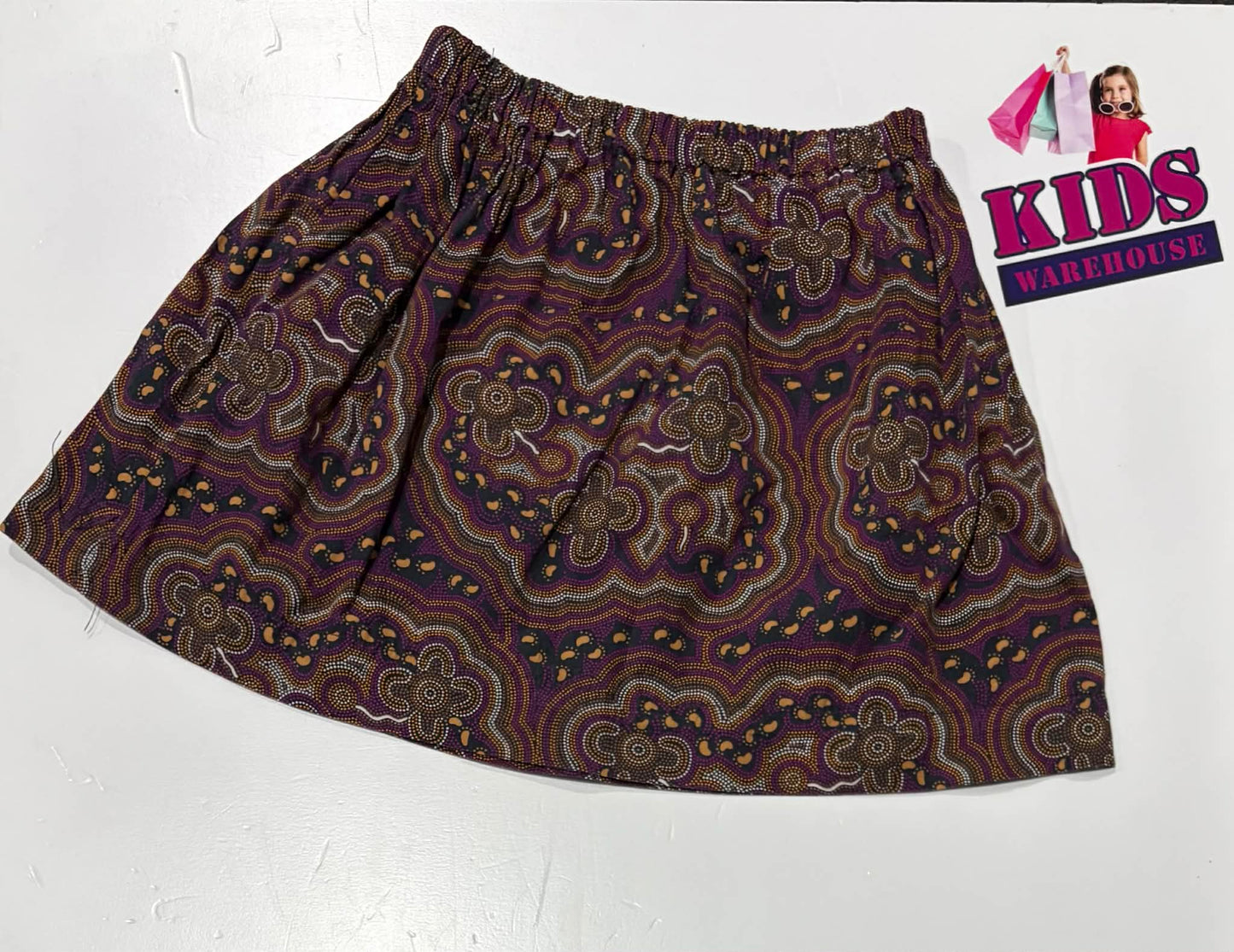 Black Skirt With Purple & Brown Dotted Flower Pattern Size 4
