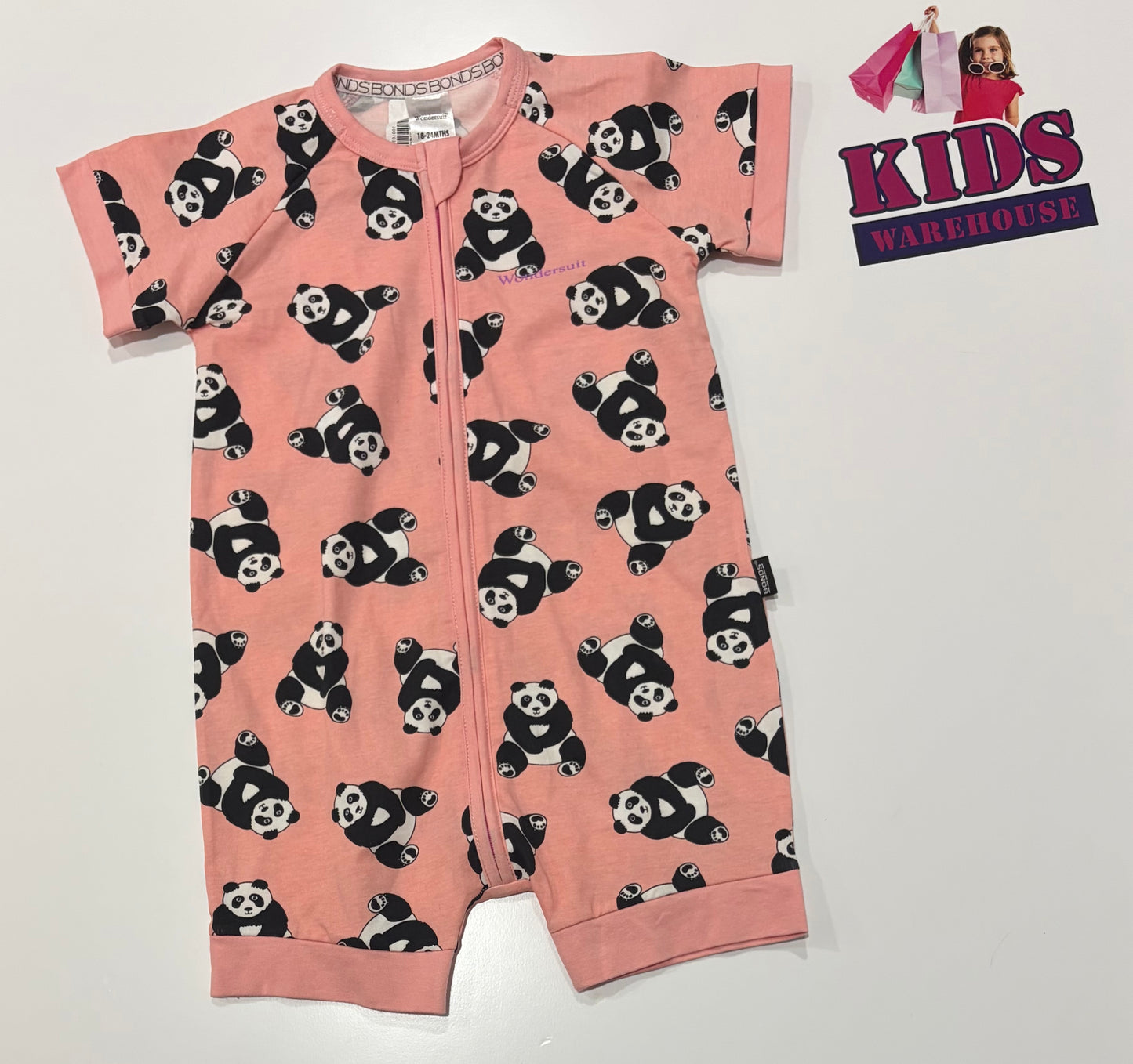 Bonds Pink, Panda Print Jumpsuit Size 2