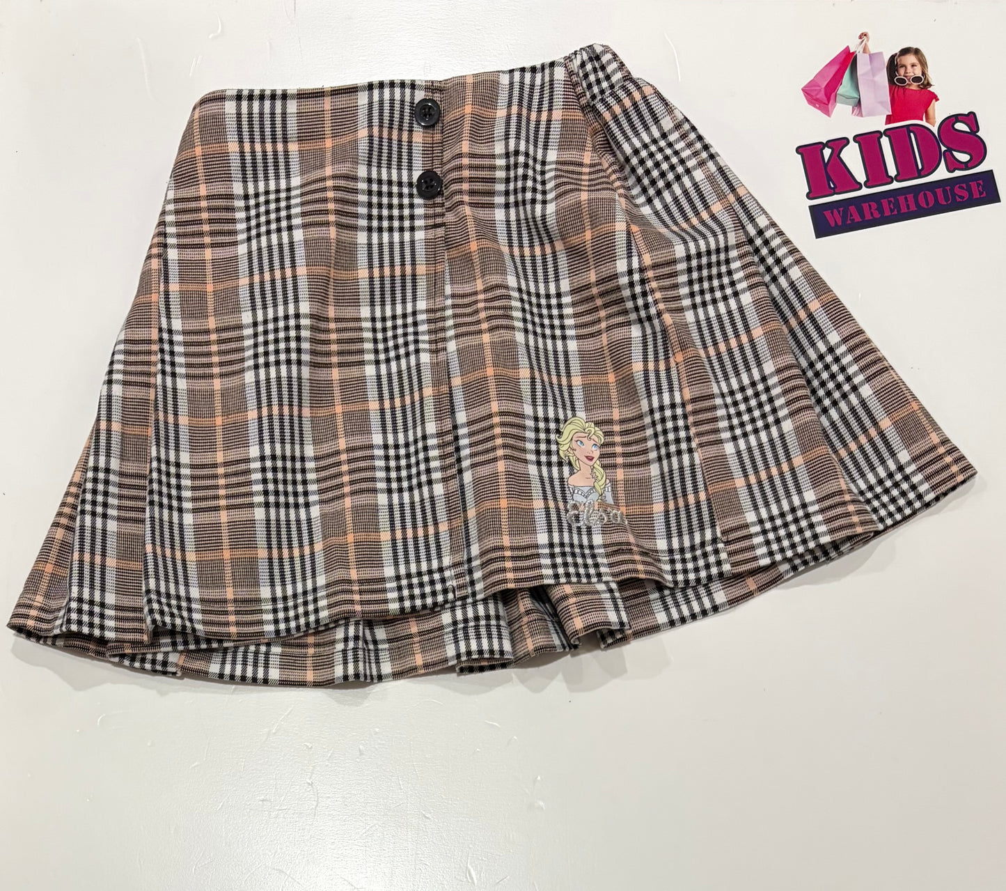 Disney Frozen Tan, White Pattern, Elsa Print Skirt Size 5