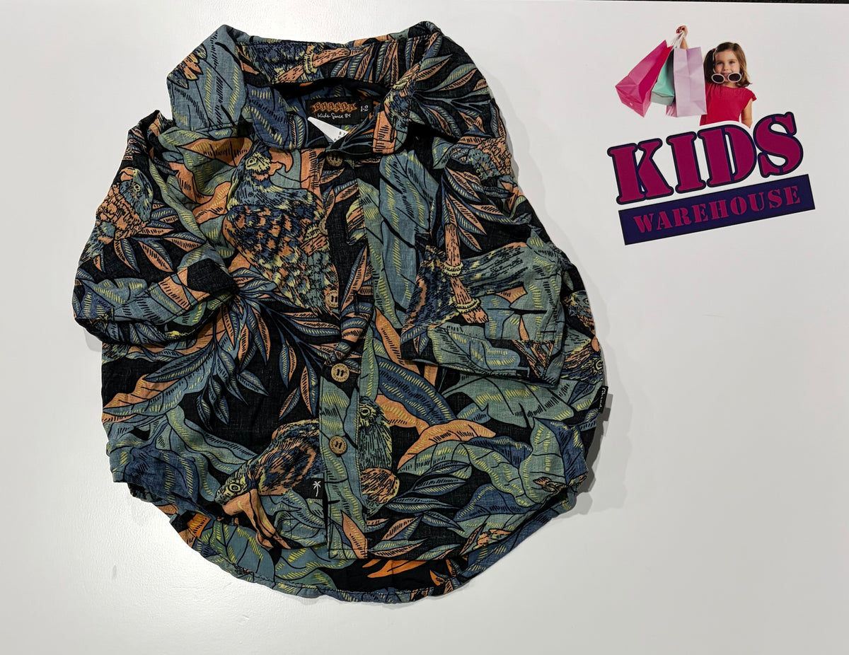 Ghanda Black, Leaf Print Top Size 1