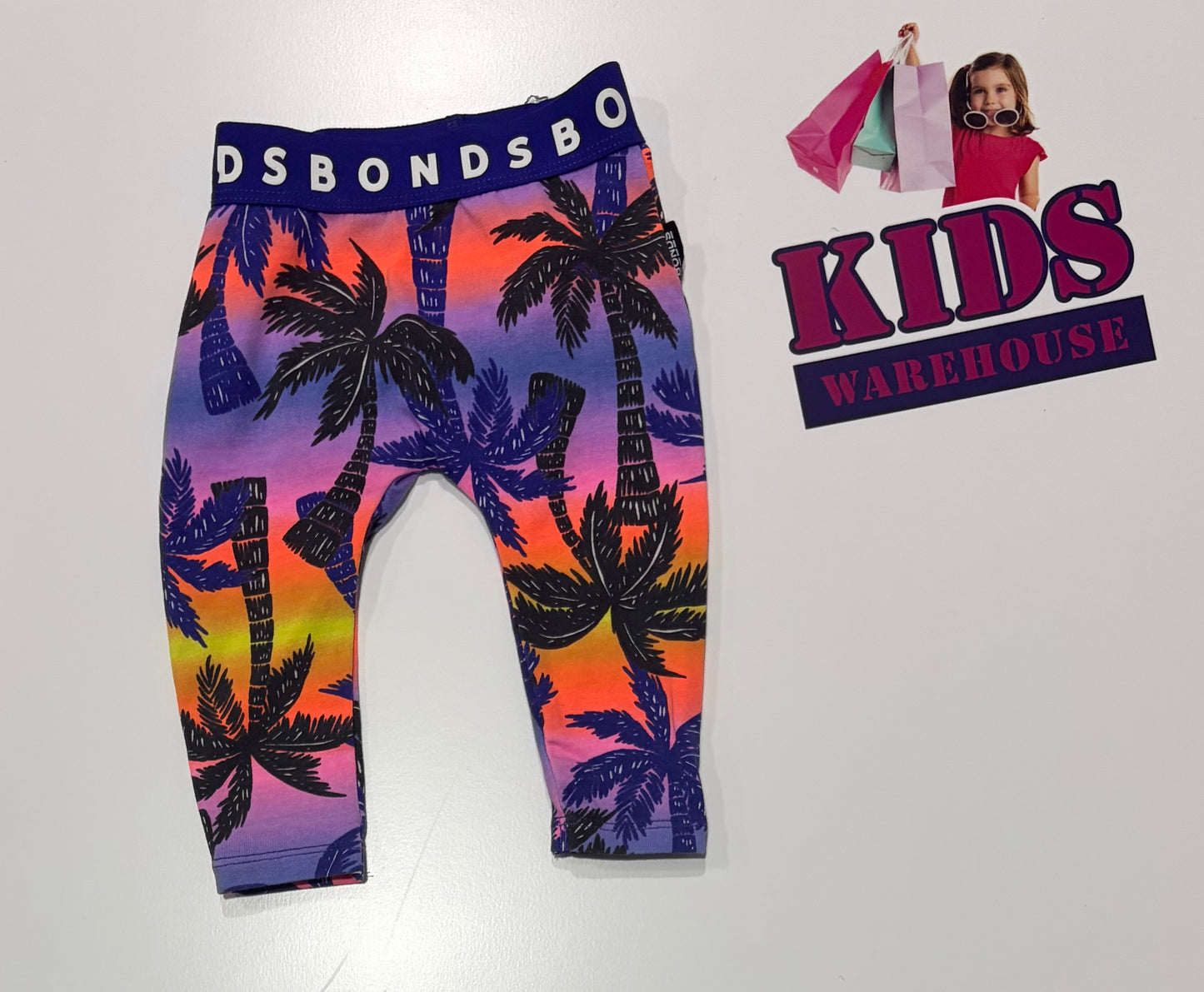 Bonds Sunset, Black Palm Tree Print Pants Size 000