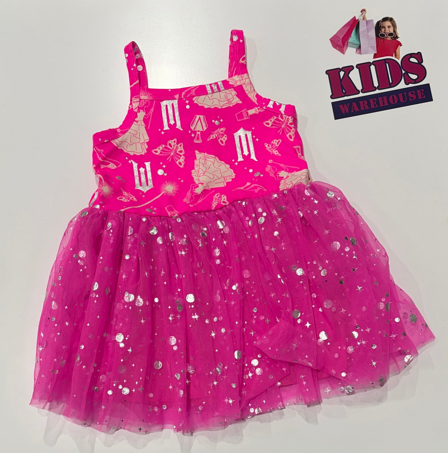 Wicked X Bonds Pink, Logo Print Dress Size 4
