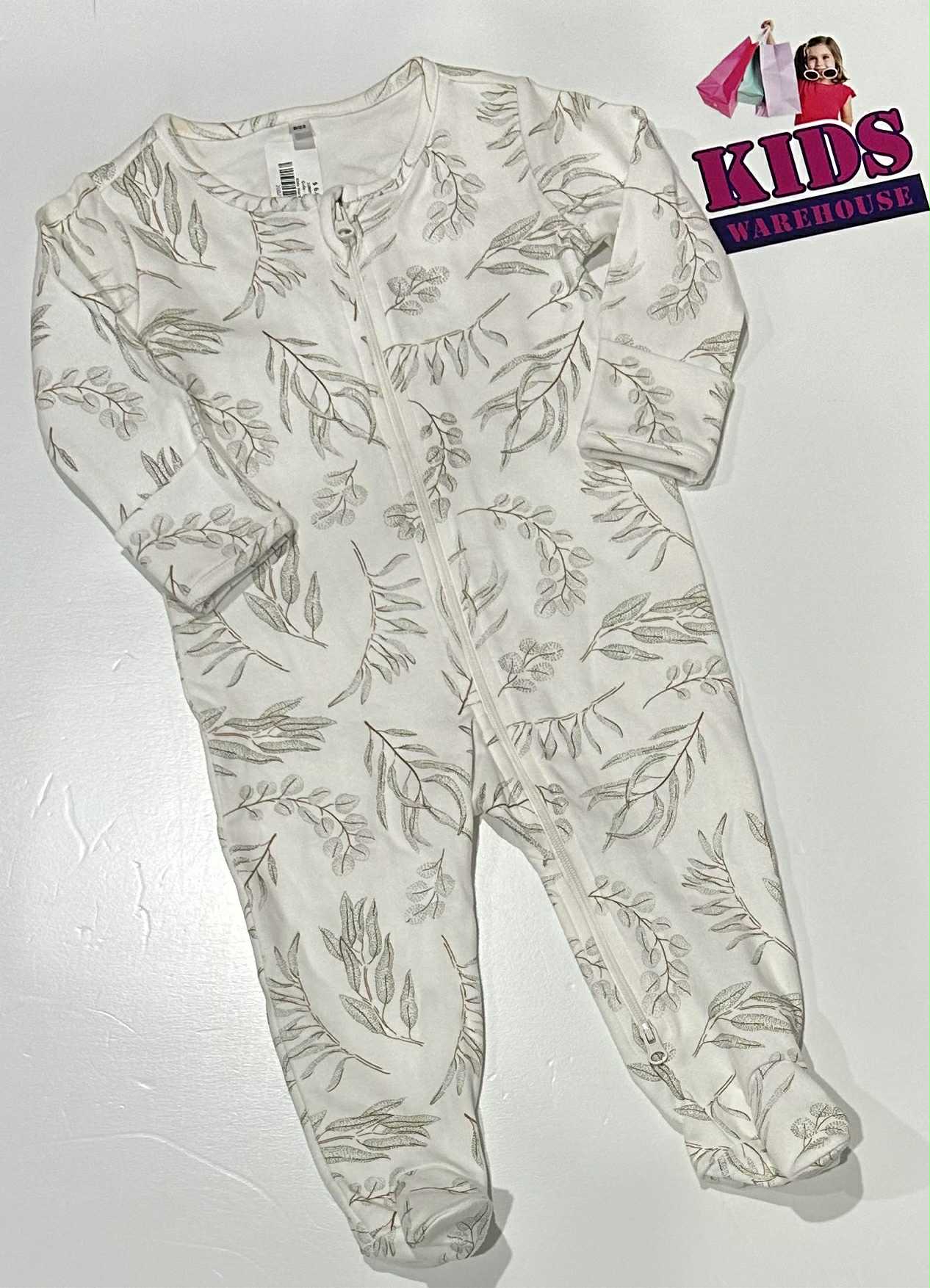 White Jumpsuit With Leaf Pattern Size 0