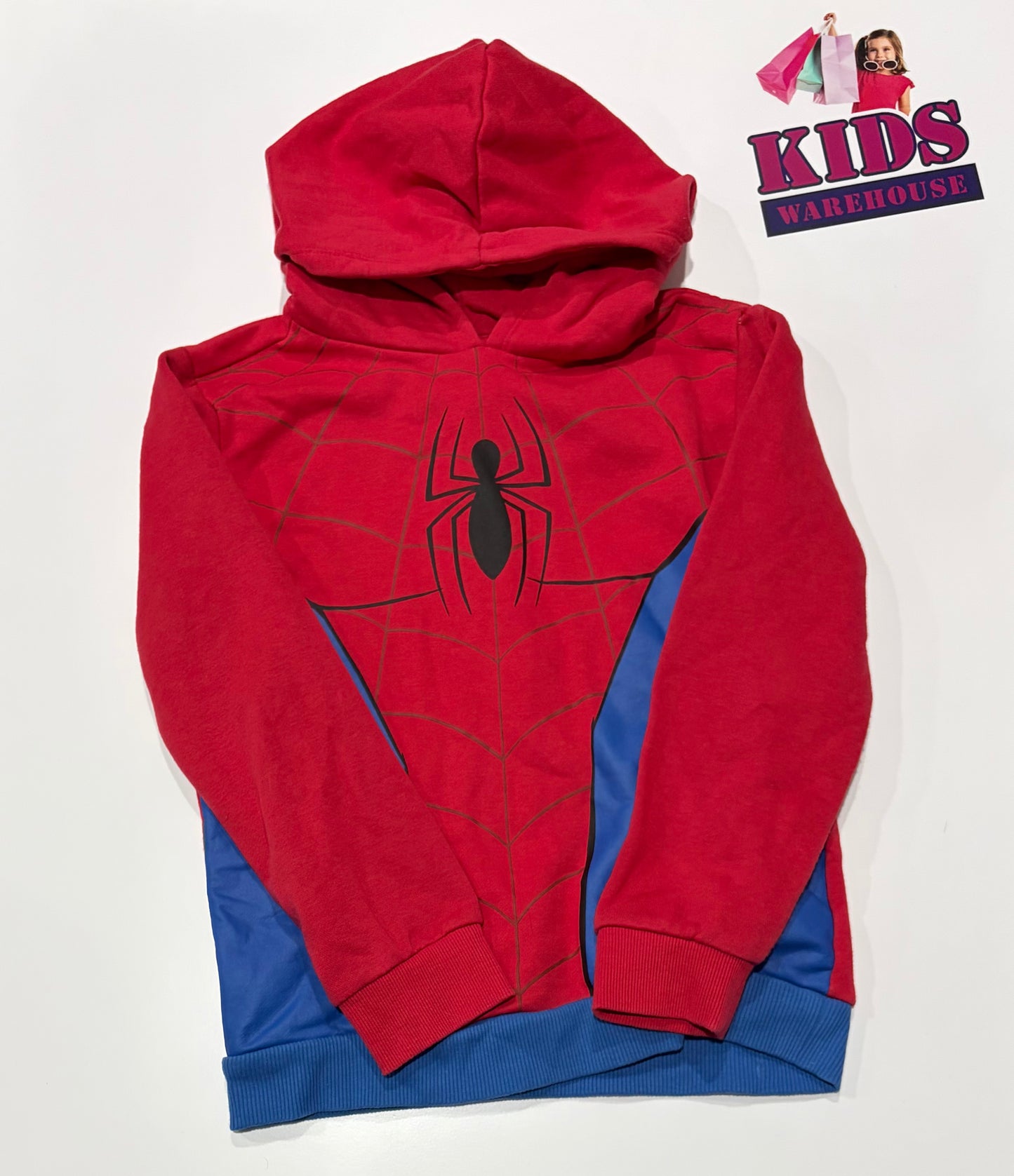 Marvel Red, Blue Spiderman Suit Print Hoodie Size 9