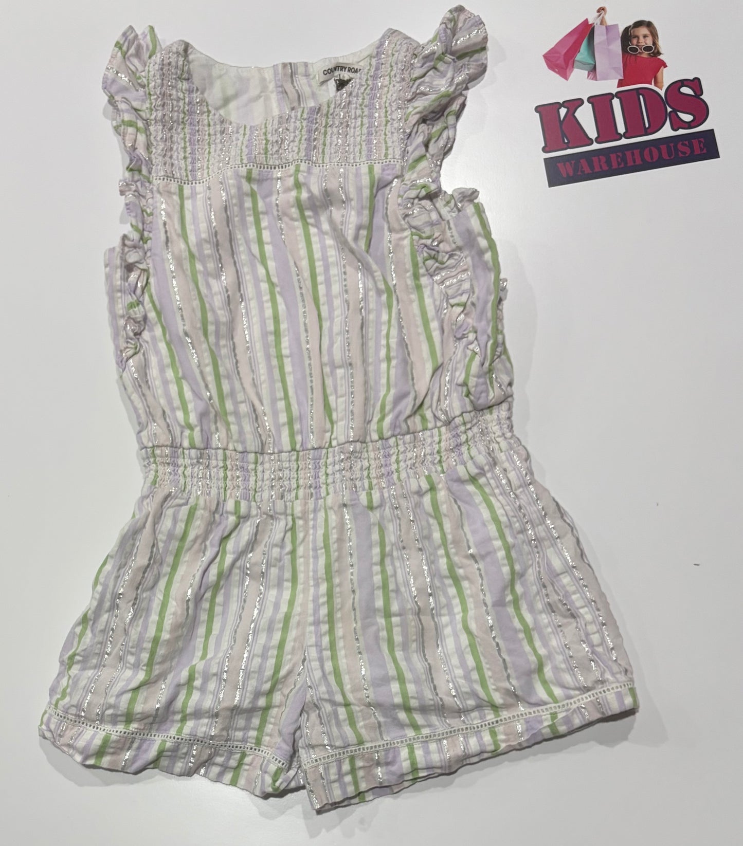 Country Road White, Green, Purple Stripe Dress Size 10