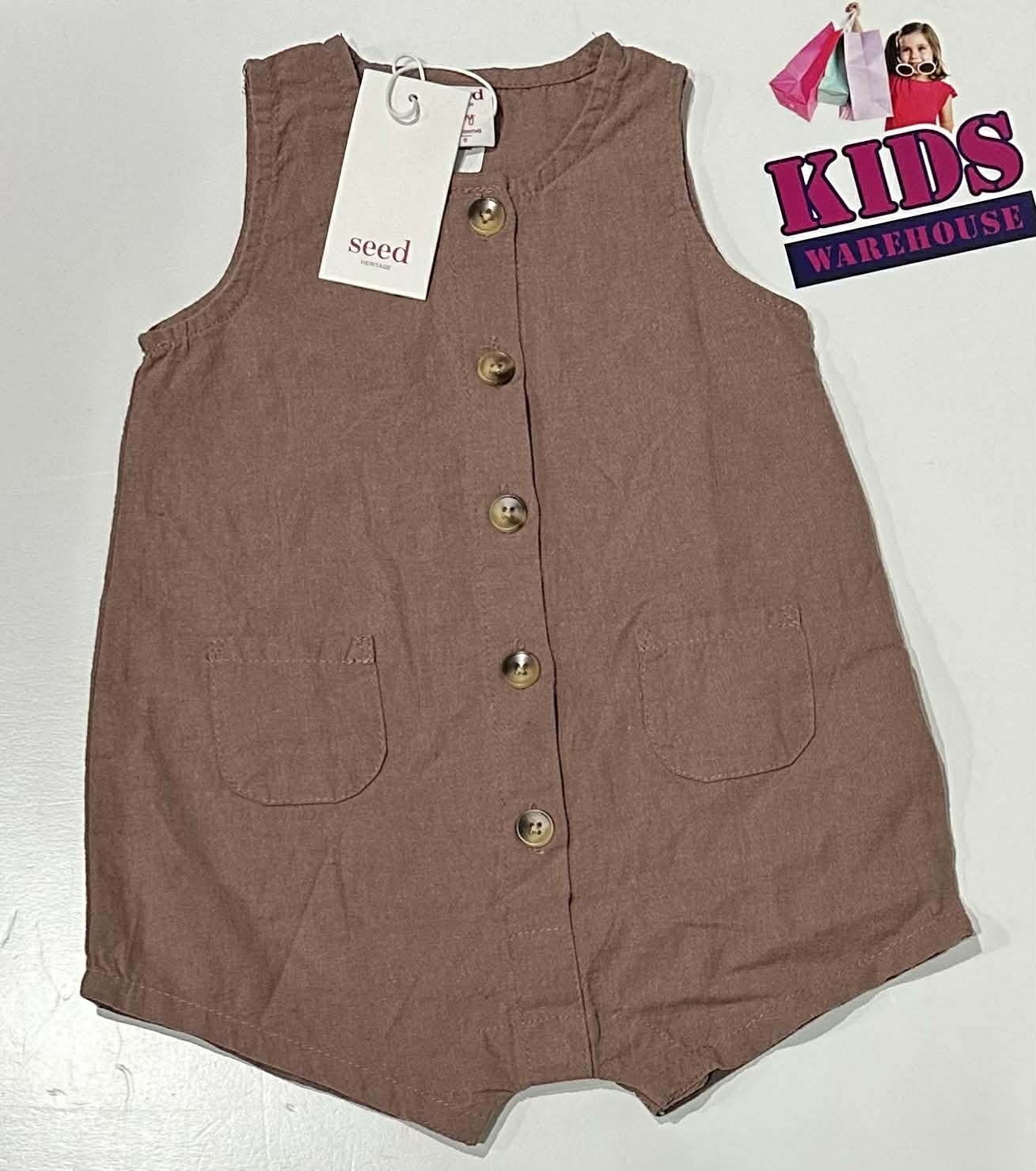 New Seed Heritage Brown Bodysuit Size 0 (RRP $44.95)