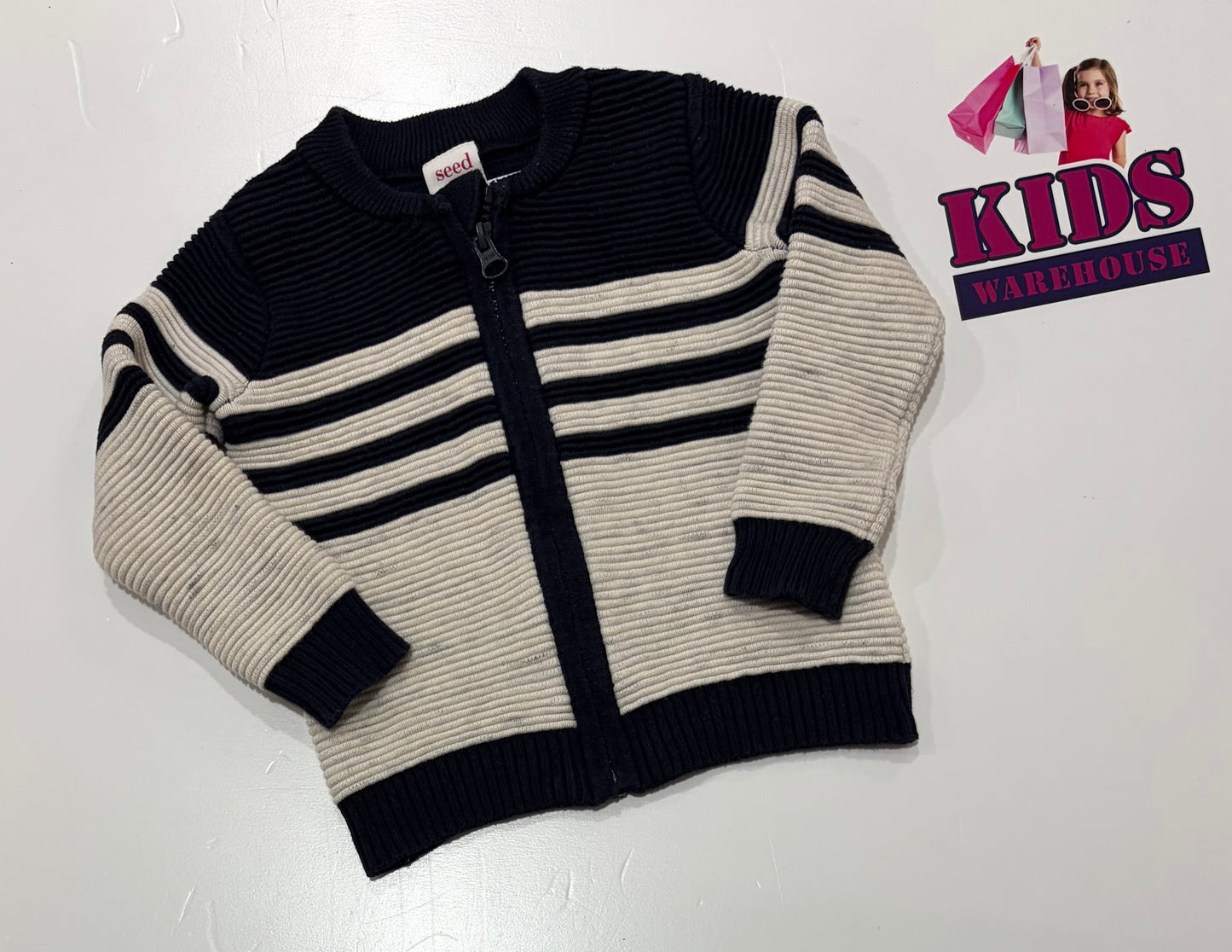 Seed Heritage Baby White, Black Striped Sweater Size 0
