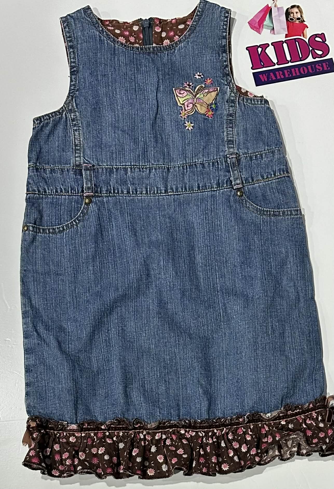 Soda Blue Denim Dress With Butterfly Print Size 2