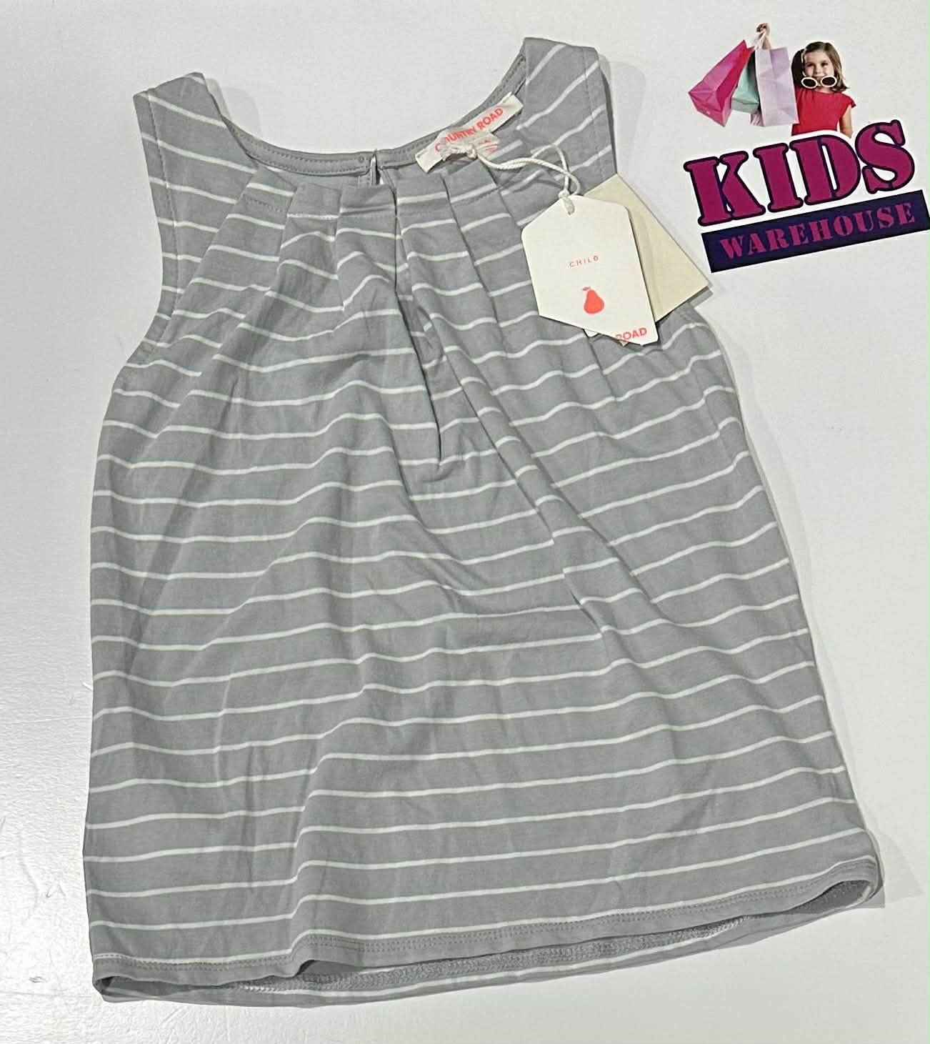 New Country Road Grey & White Singlet Size 4