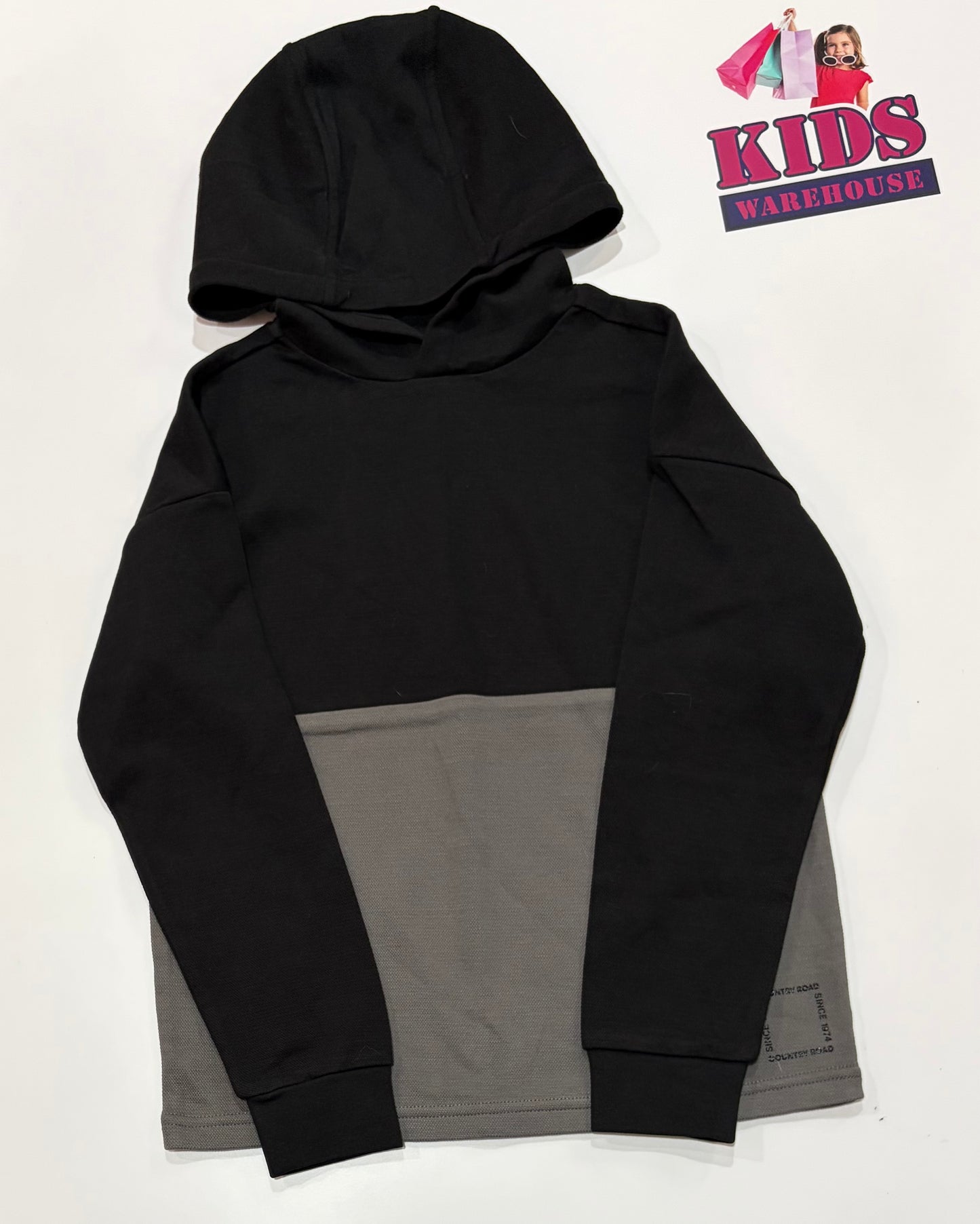 Country Road Black, Grey 2 Tone Hoodie Size 8