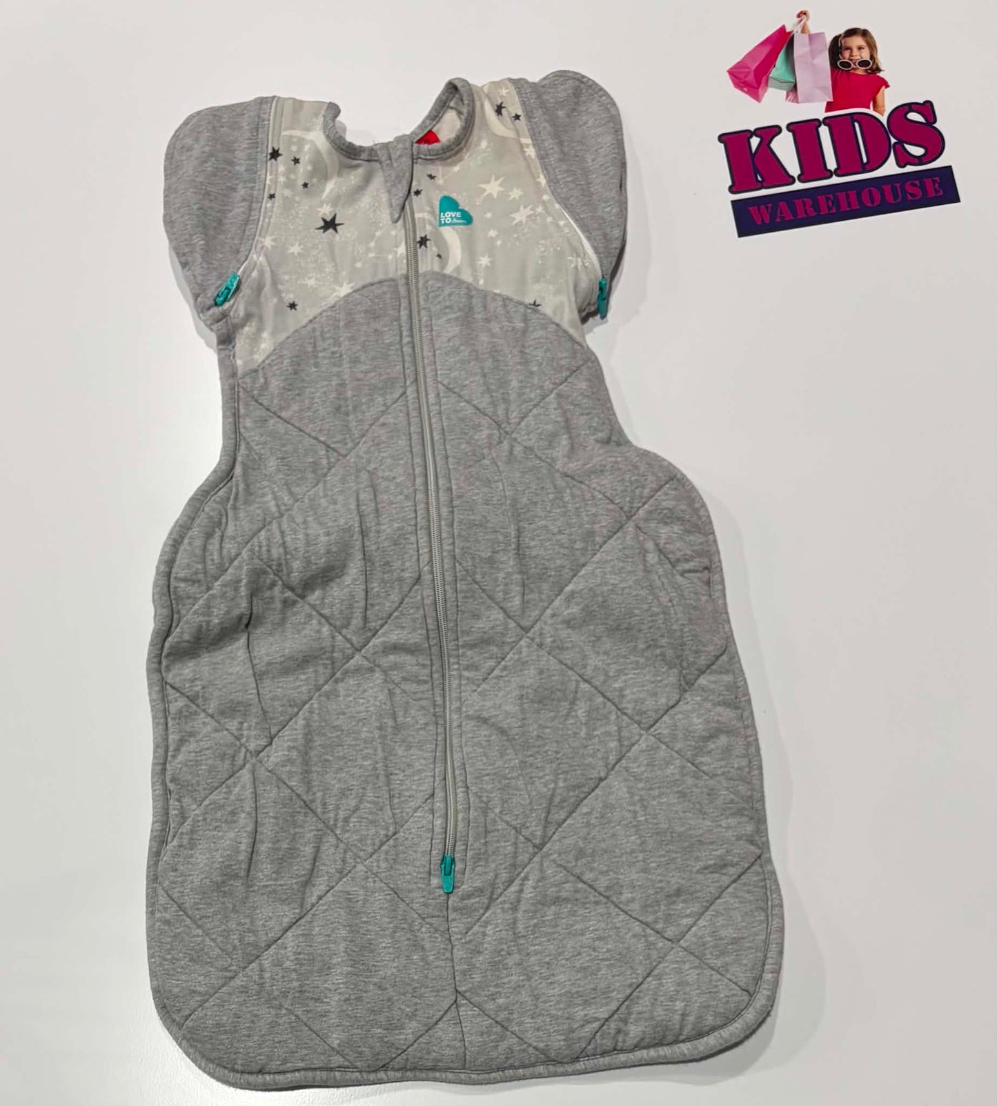 Love To Dream Swaddle Up Grey, Star & Moon Print Size 00 TOG 3.5