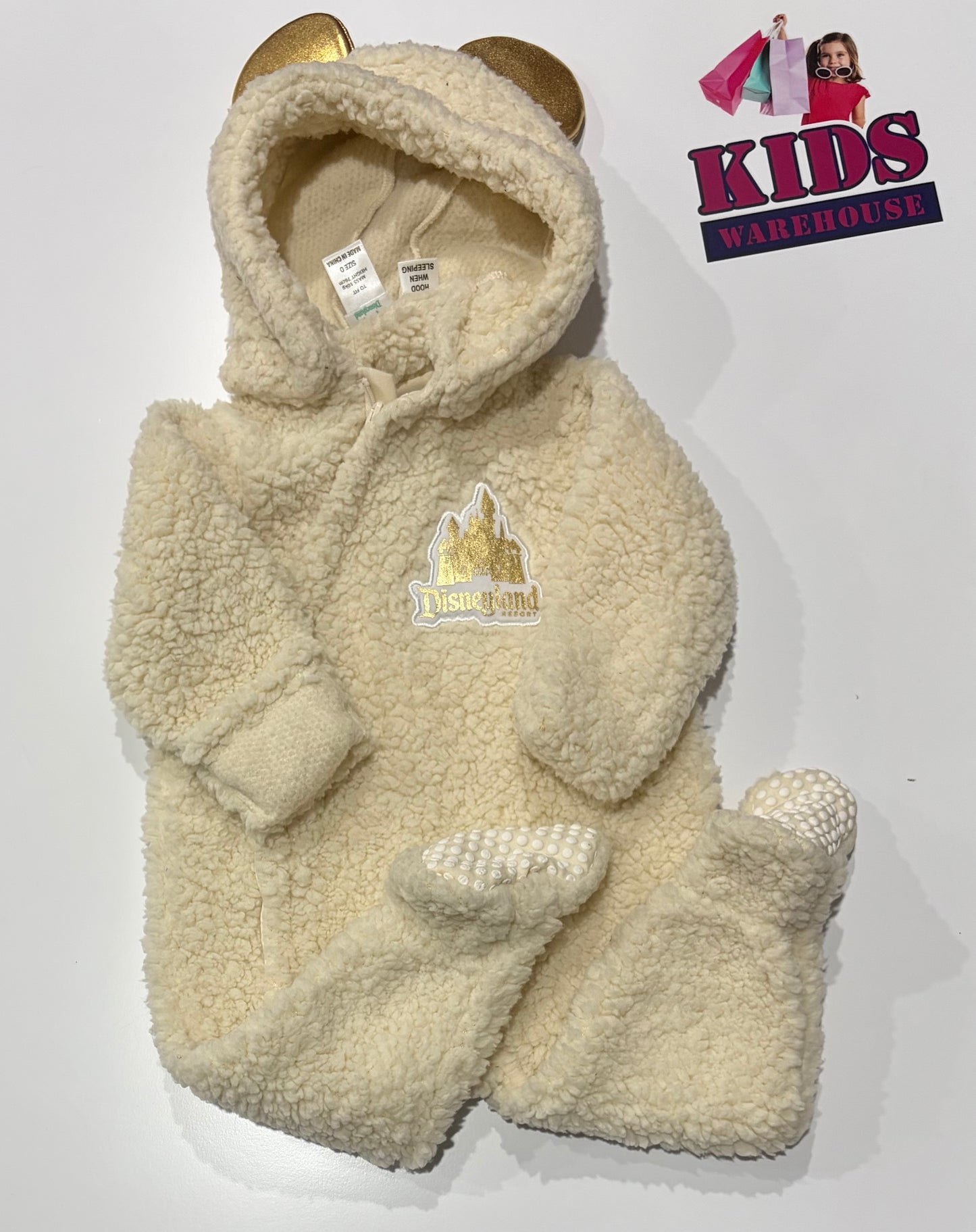 Not Used Disneyland Fluffy, Gold Ear Onesie Size 0