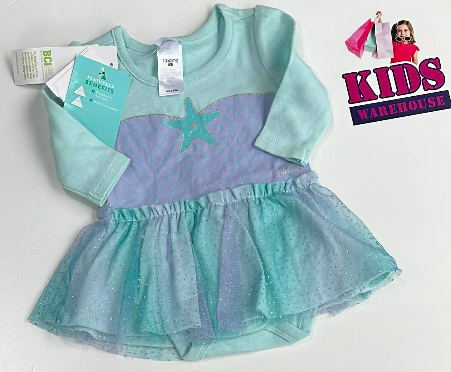New Disney Baby Aqua Tutu Dress With Star Print Size 000