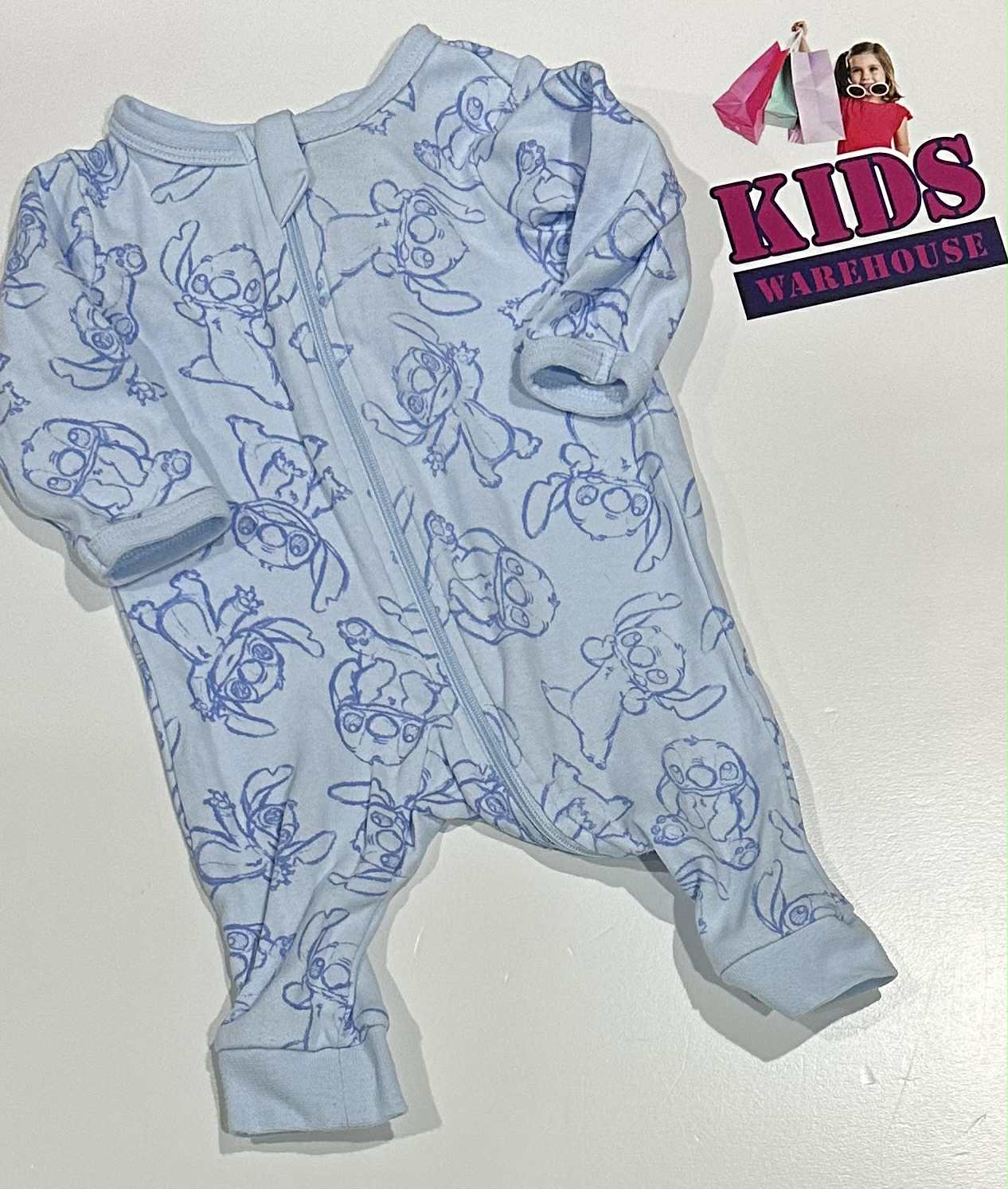 Disney Blue Jumpsuit With Stitch Pattern Size 000